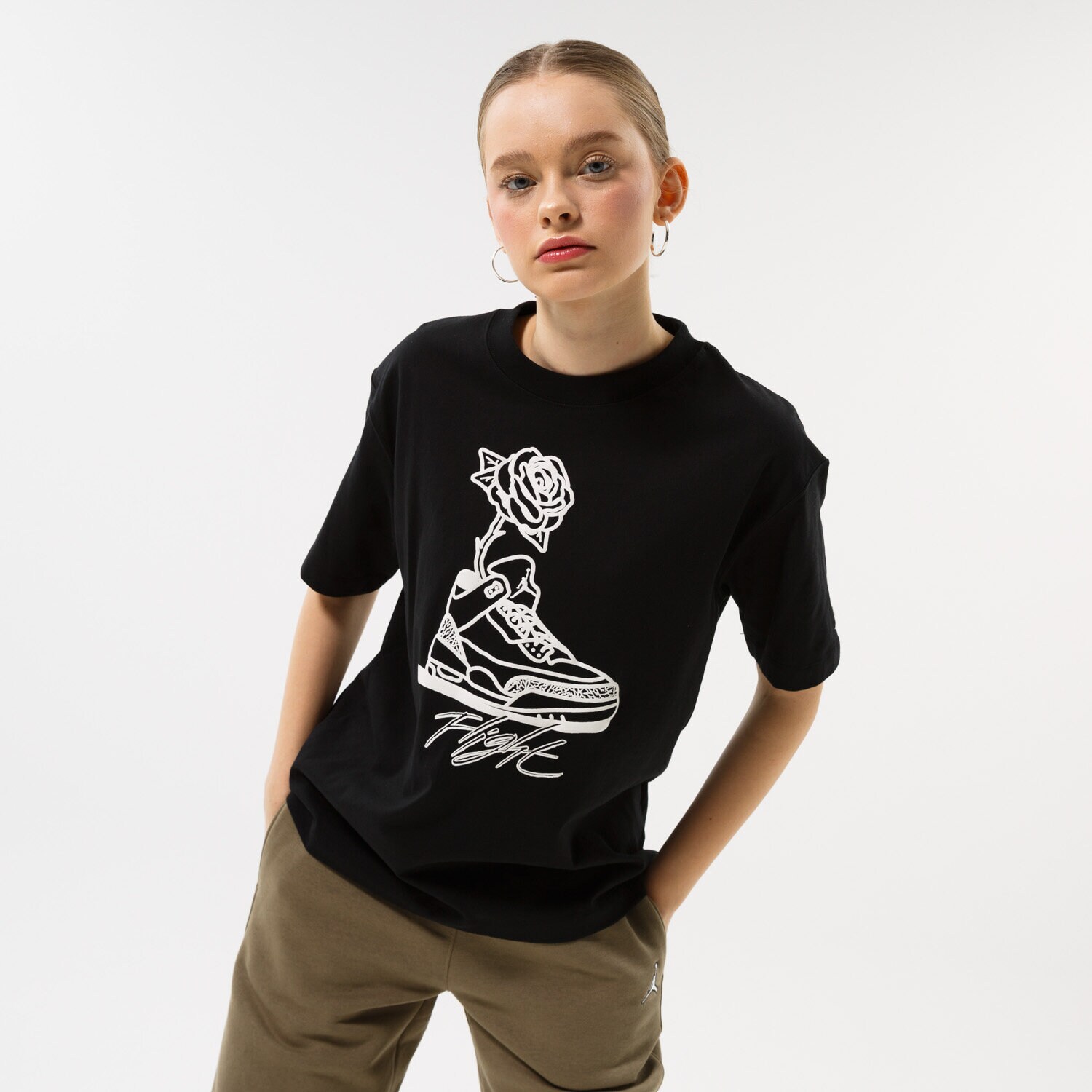 Koszulka, t-shirt damski JORDAN T-SHIRT W J FLIGHT GF GFX TEE DV1408-010 CZARNY