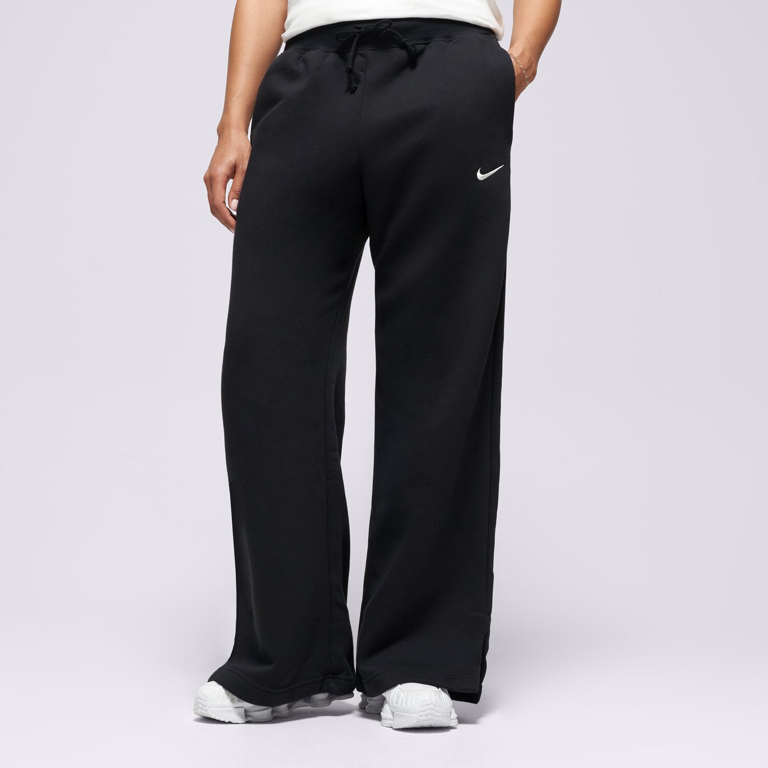 Spodnie sportowe damskie NIKE SPODNIE W NSW PHNX FLC HR PANT WIDE DQ5615-010 CZARNY