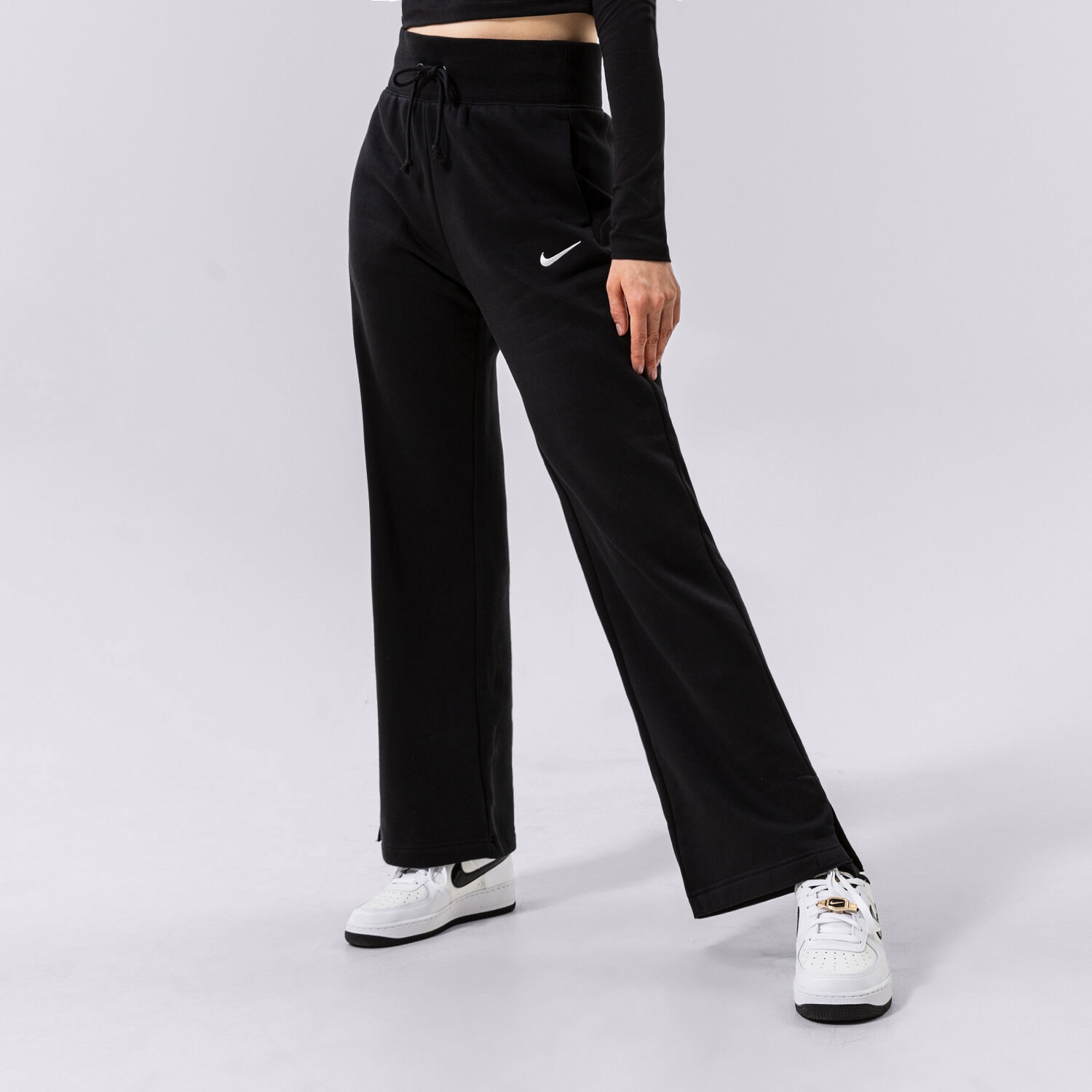 Spodnie sportowe damskie NIKE SPODNIE W NSW PHNX FLC HR PANT WIDE DQ5615-010 CZARNY