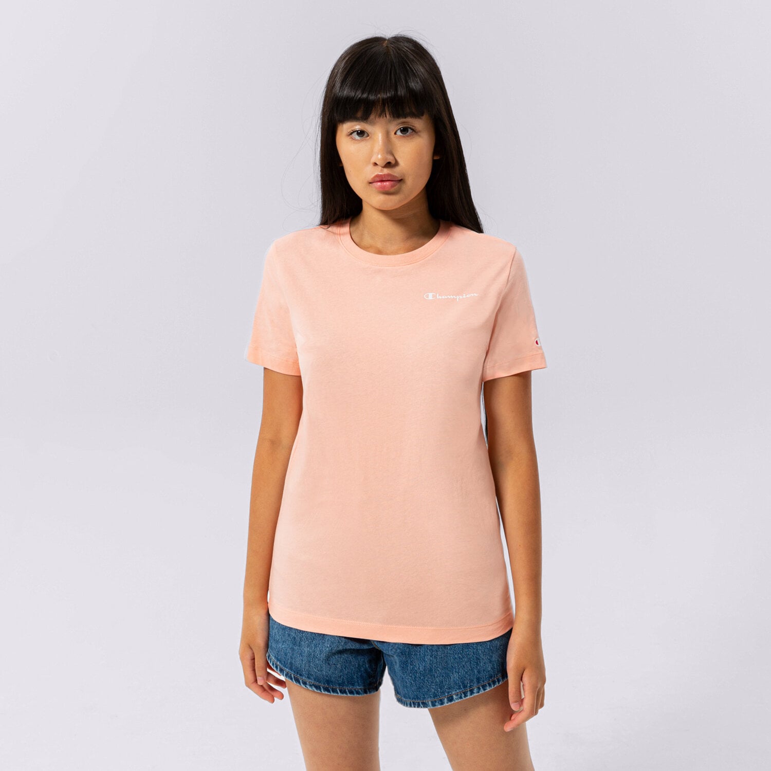 Koszulka, t-shirt damski CHAMPION T-SHIRT CREWNECK T-SHIRT 114912PS012 RÓŻOWY