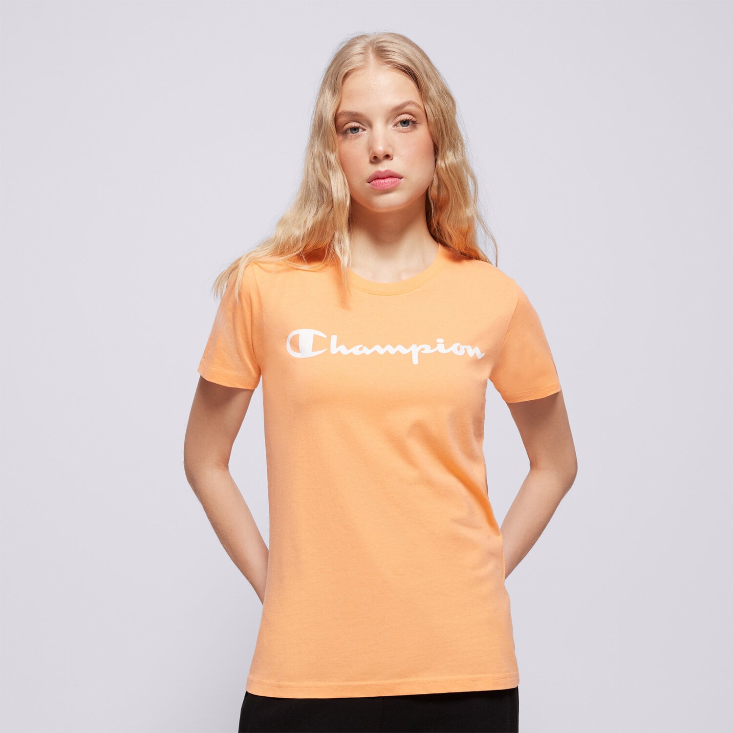 Koszulka, t-shirt damski CHAMPION T-SHIRT CREWNECK T-SHIRT 114780PS122 POMARAŃCZOWY