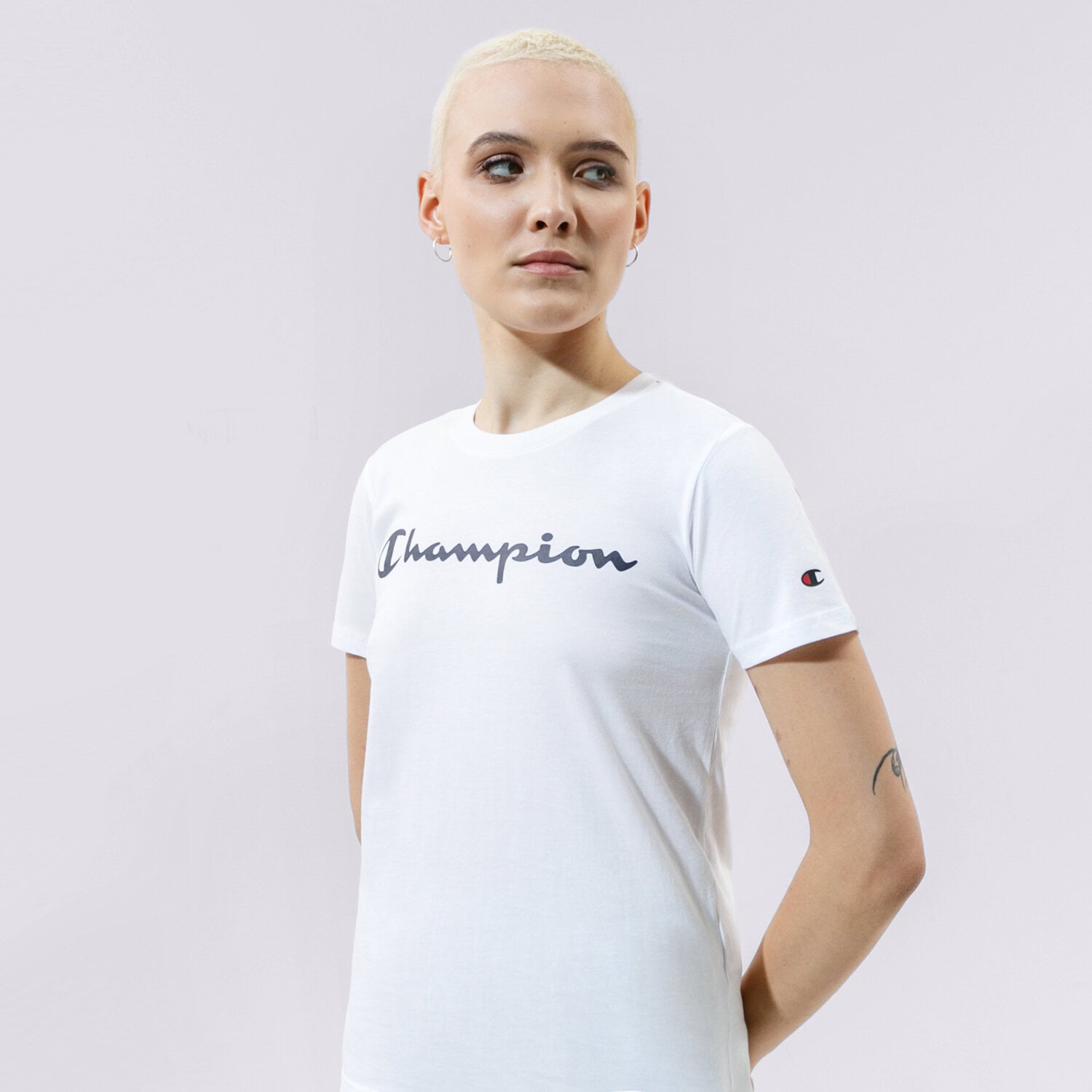 Koszulka, t-shirt damski CHAMPION T-SHIRT CREWNECK T-SHIRT 114780WW001 BIAŁY