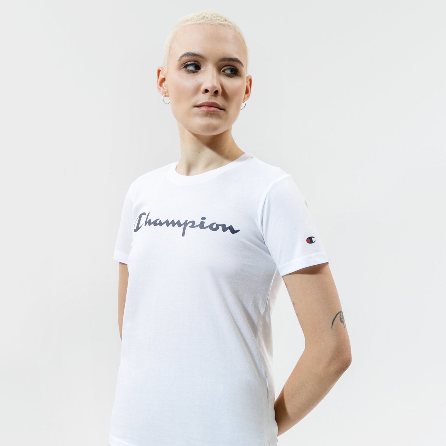 Koszulka, t-shirt damski CHAMPION T-SHIRT CREWNECK T-SHIRT 114780WW001 BIAŁY