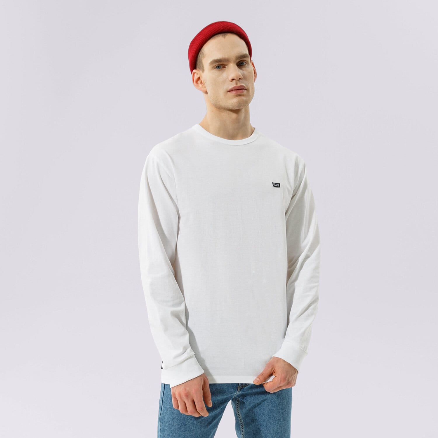 Koszulka, t-shirt sportowy męski VANS T-SHIRT MN OFF THE WALL CLASSIC LS VN0A4TURWHT1 BIAŁY