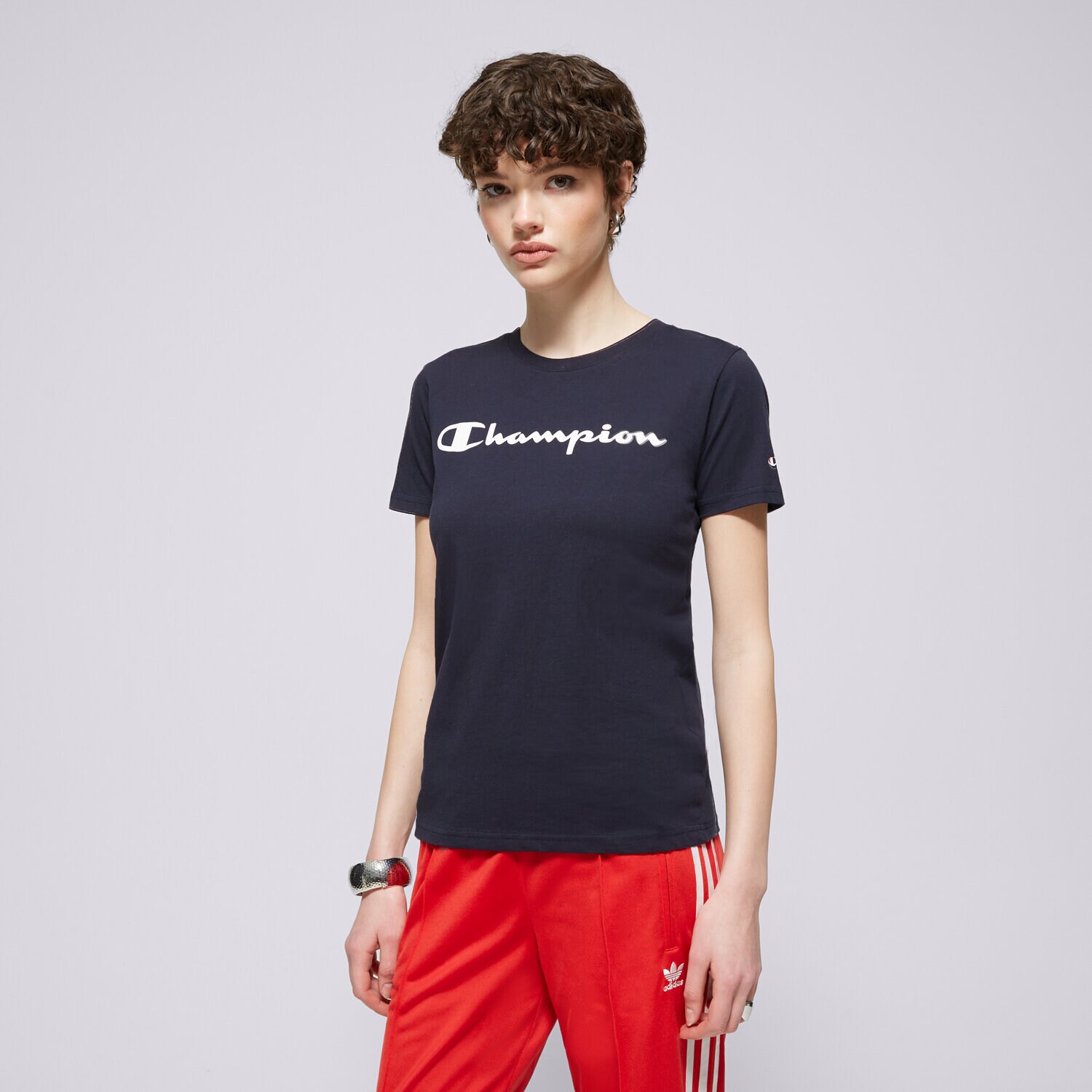 Koszulka, t-shirt damski CHAMPION T-SHIRT CREWNECK T-SHIRT 114780BS501 GRANATOWY