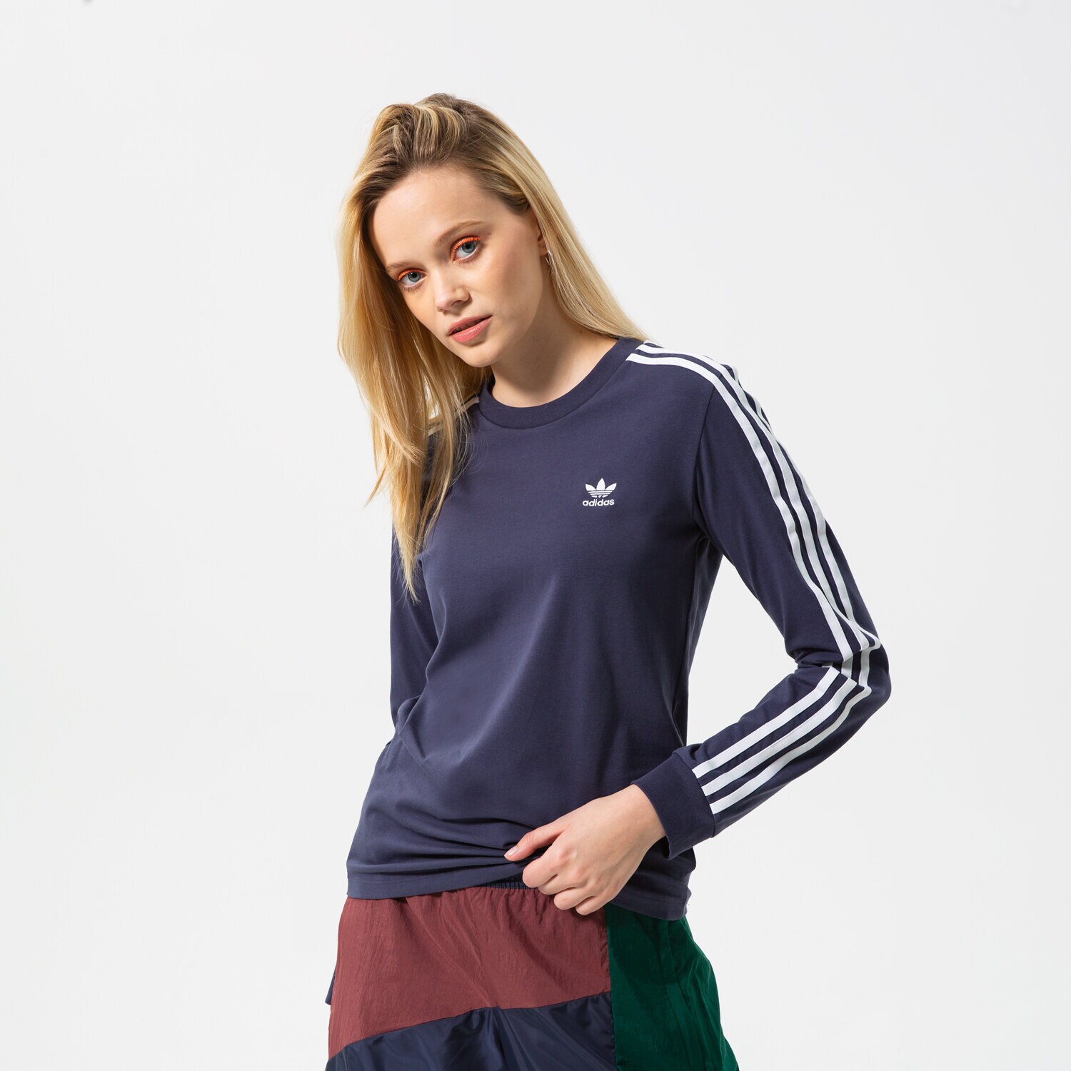 Koszulka, t-shirt damski ADIDAS T-SHIRT 3STR LONGSLEEVE HE6877 GRANATOWY