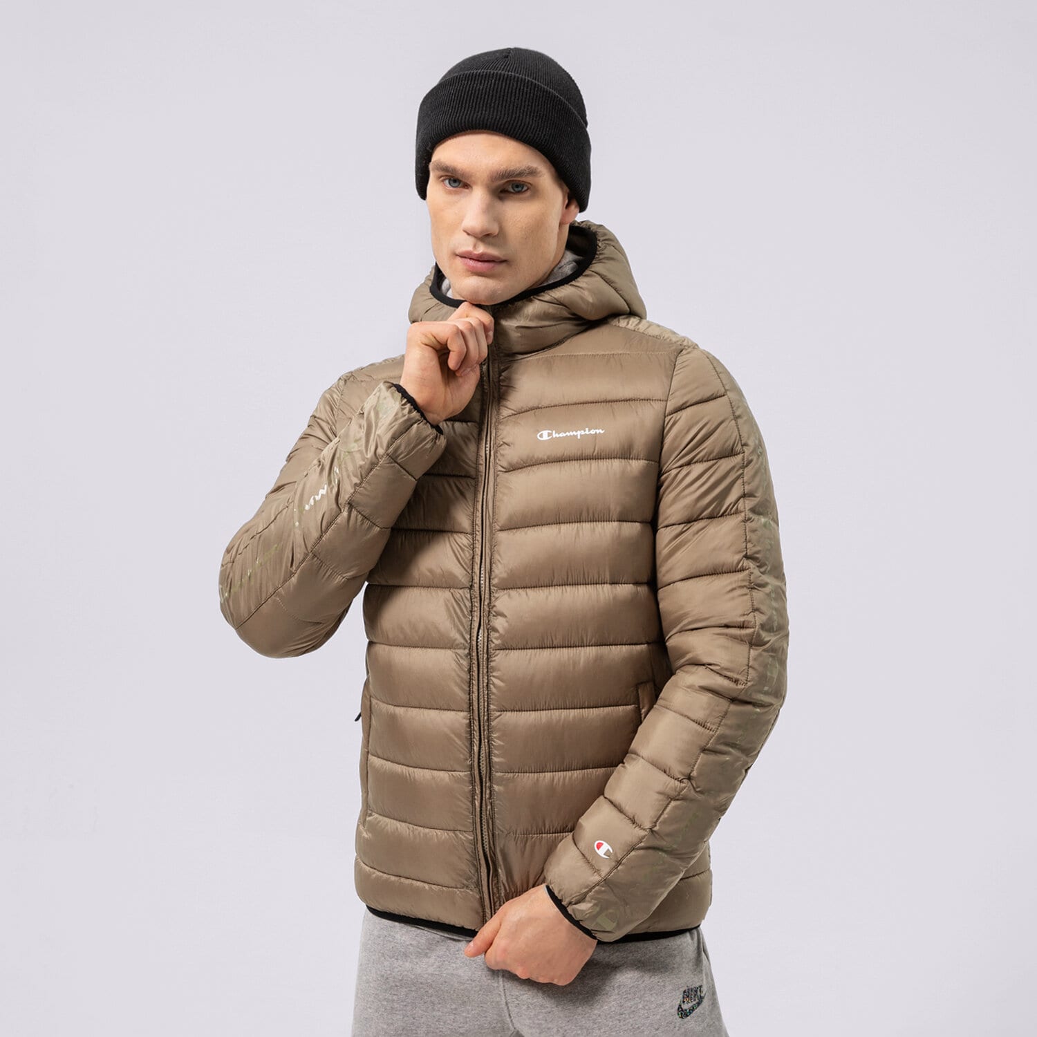 Kurtka zimowa męska CHAMPION KURTKA ZIMOWA HOODED JACKET 216647GS044 KHAKI