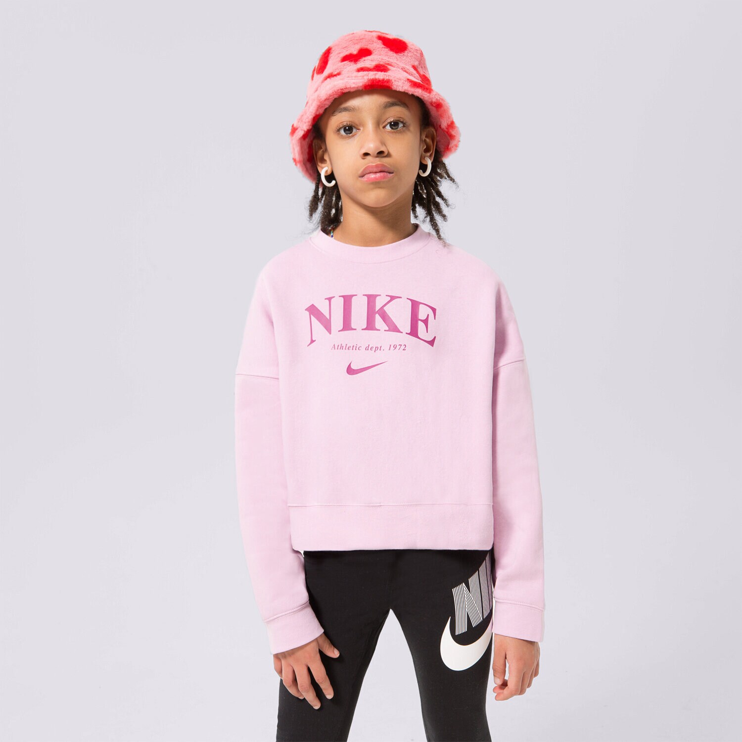 Sportowa bluza dziecięca NIKE BLUZA NIKE SPORTSWEAR TREND FLEECE CREW DV2563-676 RÓŻOWY
