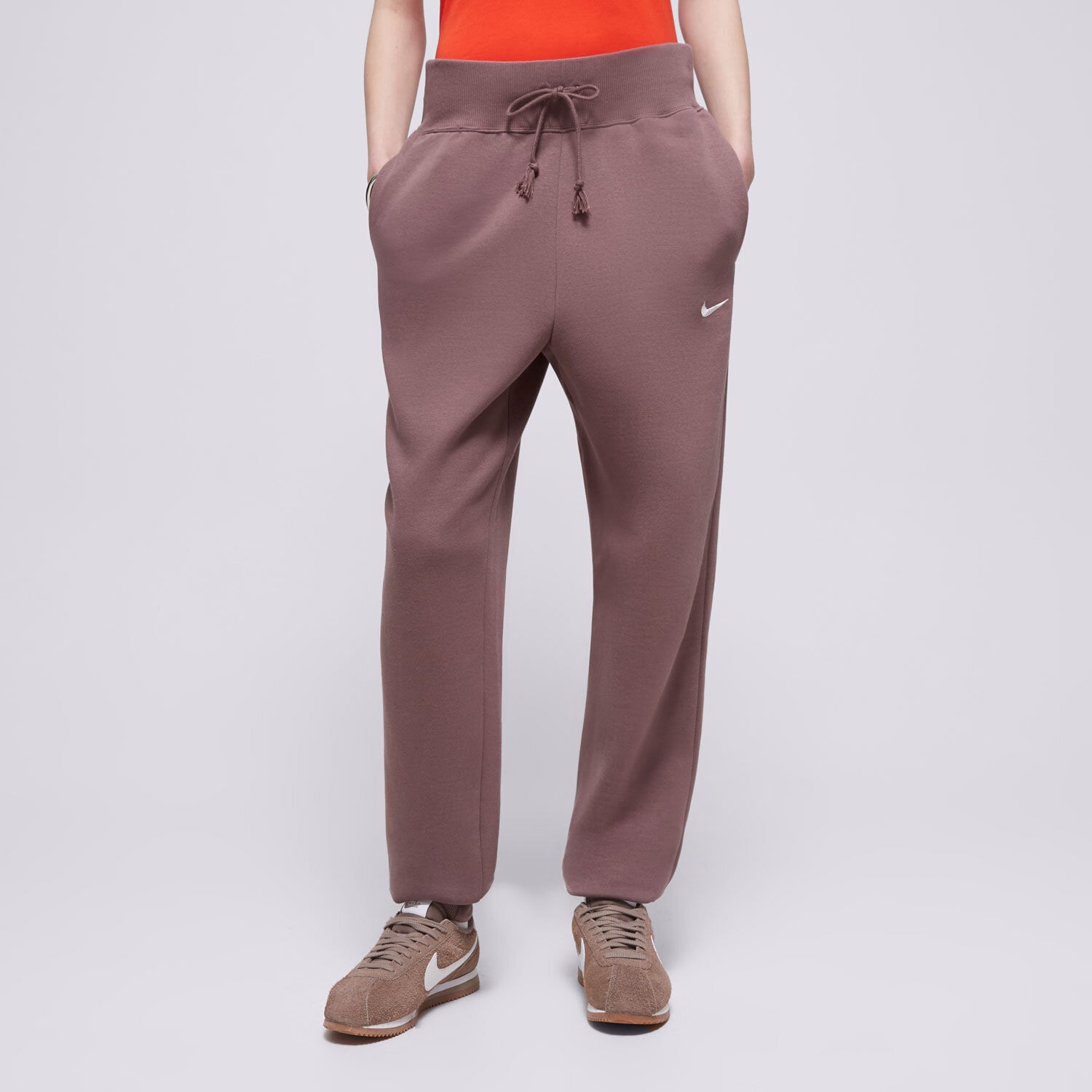 Spodnie sportowe damskie NIKE SPODNIE W NSW PHNX FLC HR PANT STD FD0893-291 BRĄZOWY