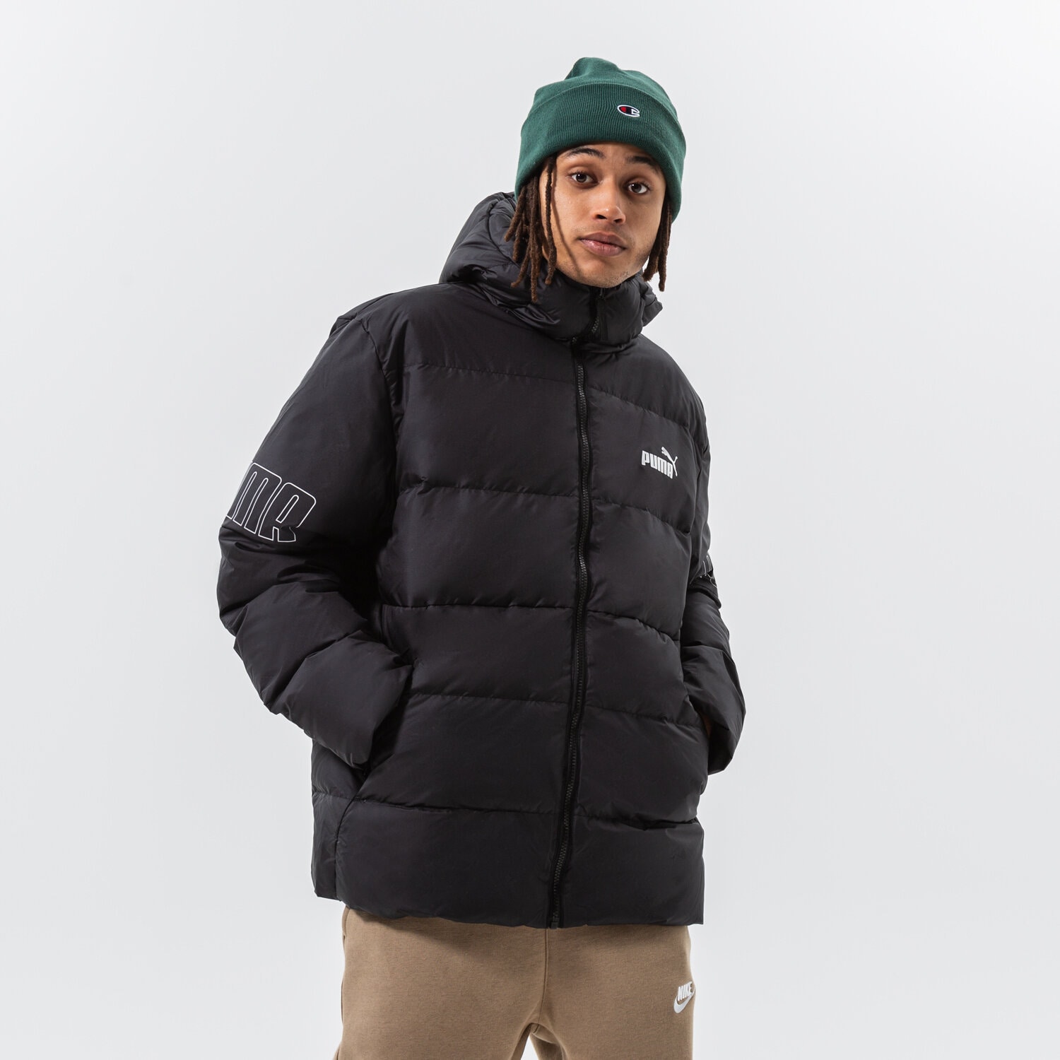 Kurtka zimowa męska PUMA KURTKA ZIMOWA PUMA POWER HOODED DOWN PUFFER 849335 01 CZARNY