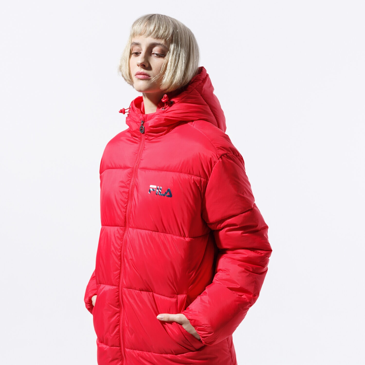 Kurtka zimowa damska FILA KURTKA BRONWEN PUFF HOOD JACKET 687219006 CZERWONY