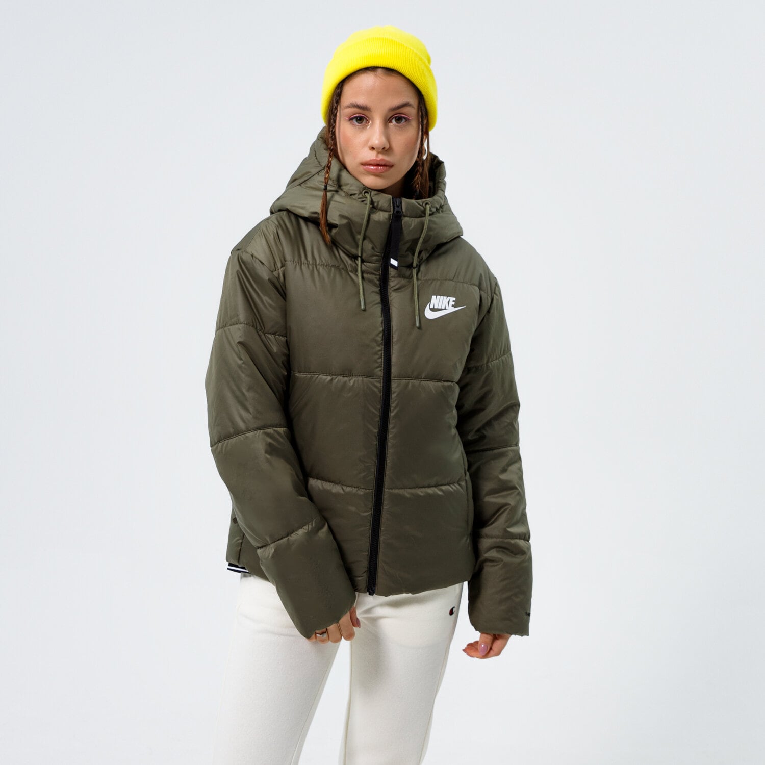 Kurtka zimowa damska NIKE KURTKA W NSW TF RPL CLASSIC TAPE JKT DJ6997-222 ZIELONY