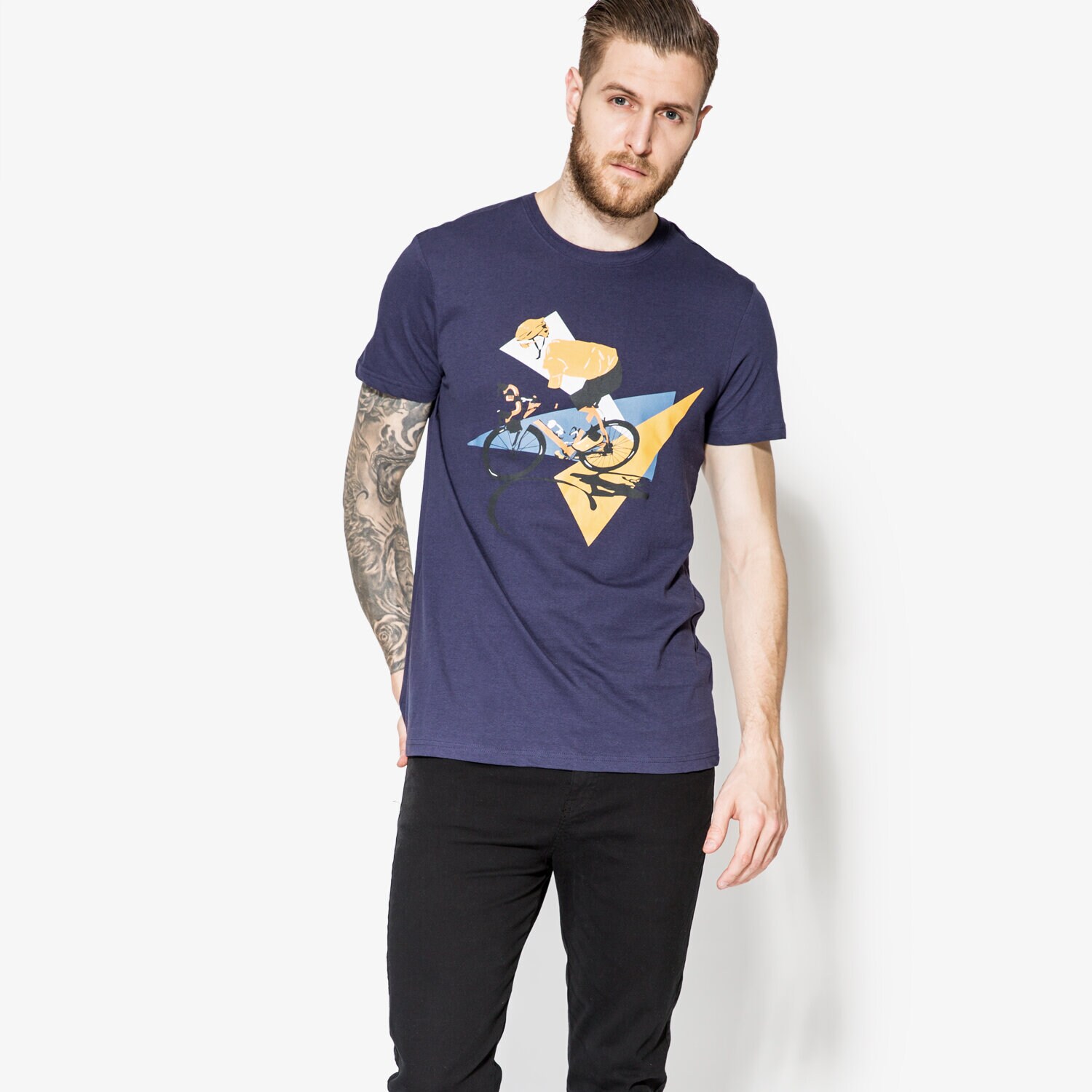 Koszulka, t-shirt sportowy męski CONFRONT T-SHIRT SS CICLISTA CF17TSM91001 GRANATOWY