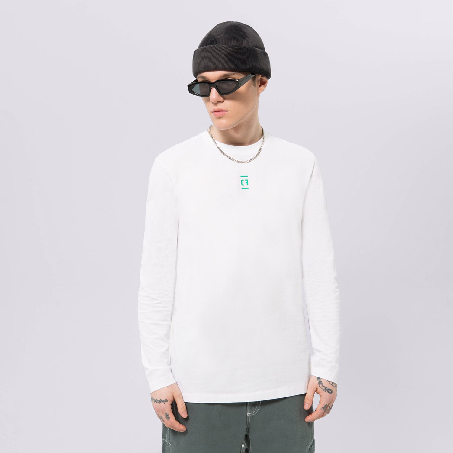 Koszulka, t-shirt sportowy męski CONFRONT T-SHIRT LONGSLEEVE WHITE CF123TLM01001 BIAŁY