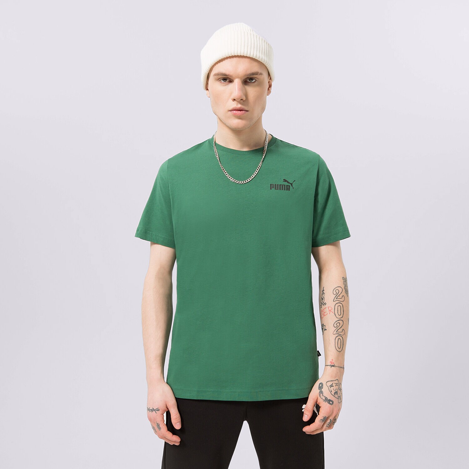 Koszulka, t-shirt sportowy męski PUMA T-SHIRT ESS SMALL LOGO (S) 58666946 ZIELONY