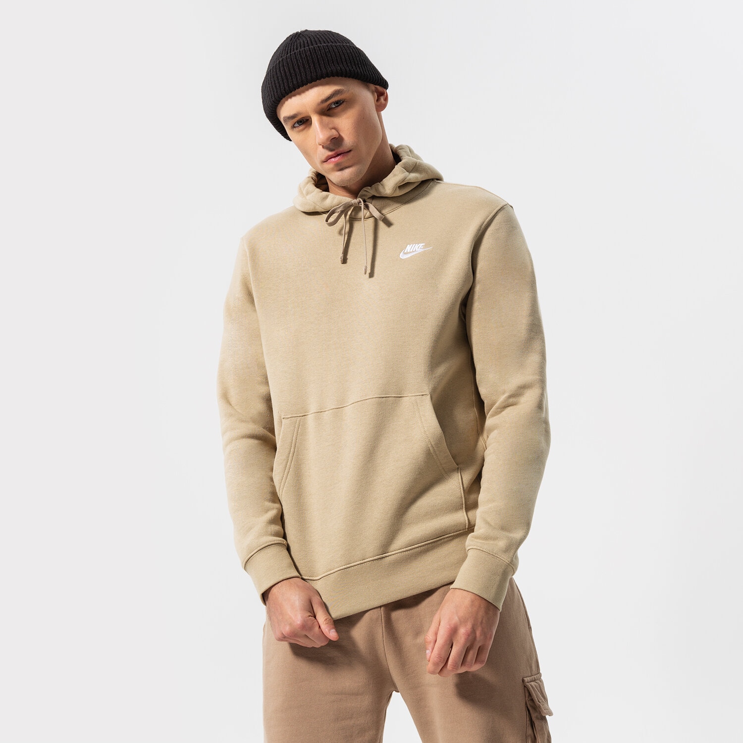 Bluza męska NIKE BLUZA Z KAPTUREM SPORTSWEAR CLUB FLEECE BV2654-250 BEŻOWY