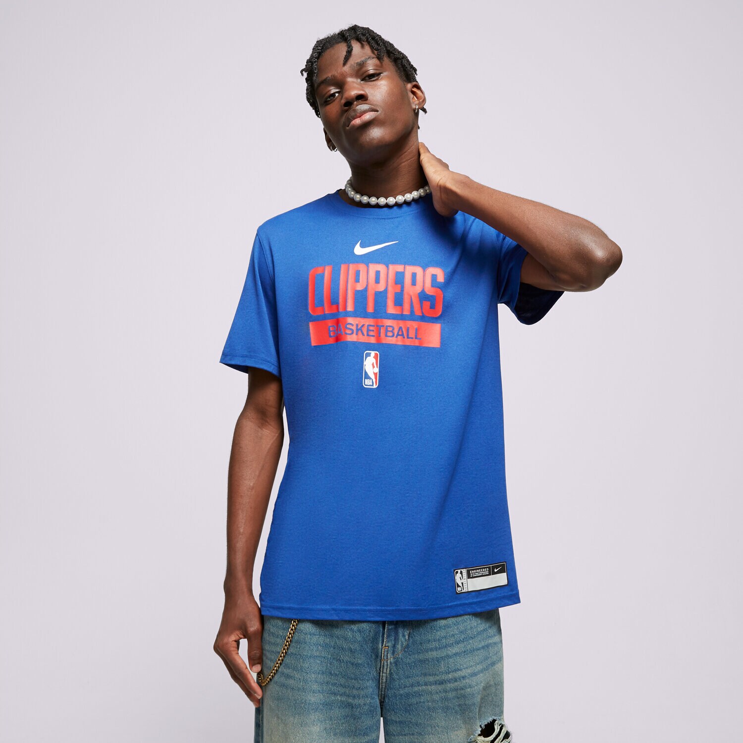 Koszulka, t-shirt sportowy męski NIKE T SHIRT LA CLIPPERS DR6468-495 NIEBIESKI