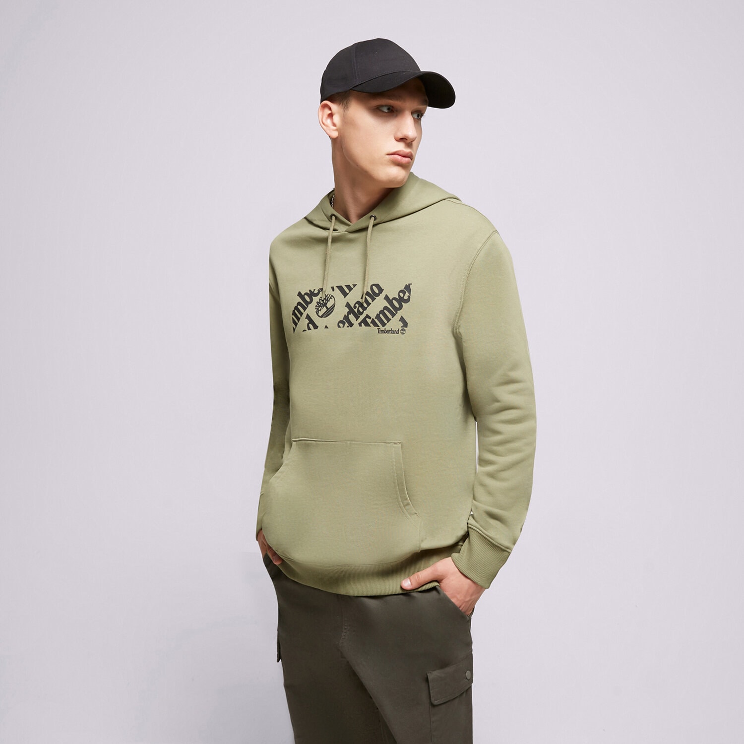 Bluza męska TIMBERLAND BLUZA Z KAPTUREM LINEAR LOGO TB0A5ZM55901 KHAKI