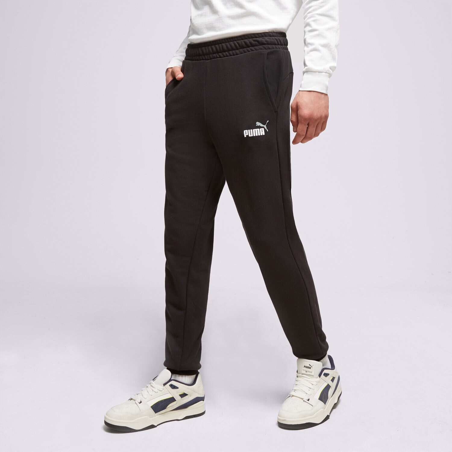 Spodnie sportowe męskie PUMA SPODNIE ESS+ 2 COL LOGO TR CL 58676861 CZARNY