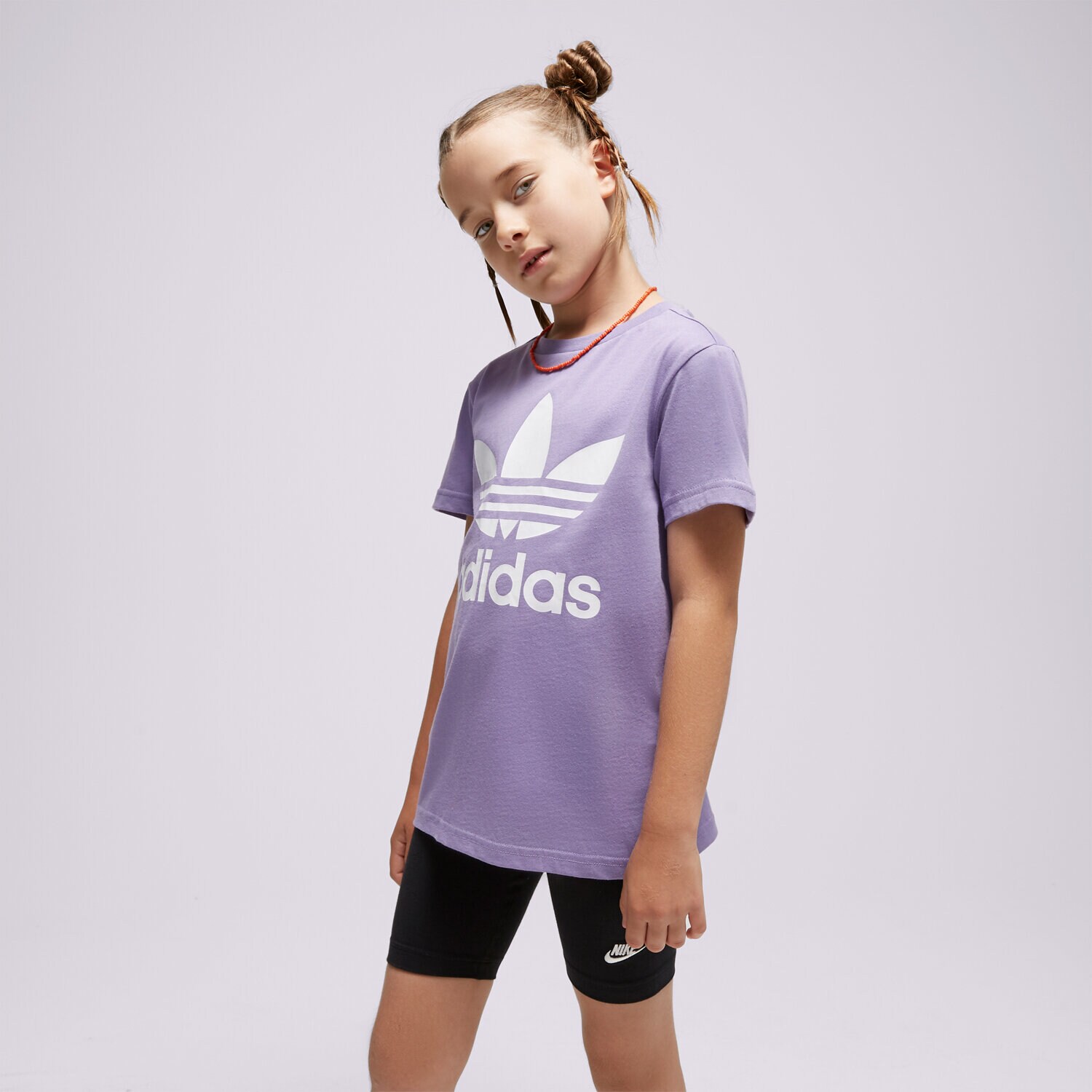 Koszulka, t-shirt dla dzieci ADIDAS T-SHIRT TREFOIL TEE GIRL IB9934 FIOLETOWY