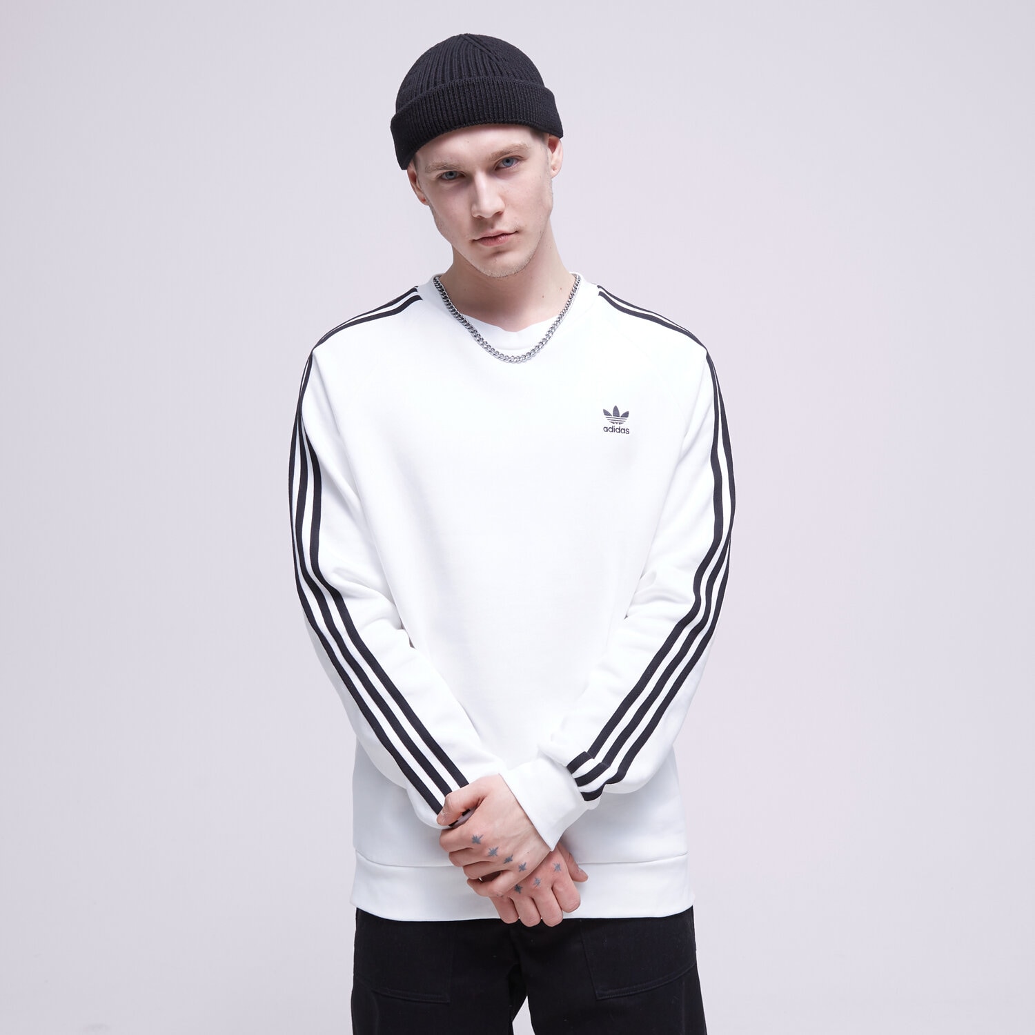 Bluza męska ADIDAS BLUZA 3-STRIPES CREW IA4862 BIAŁY