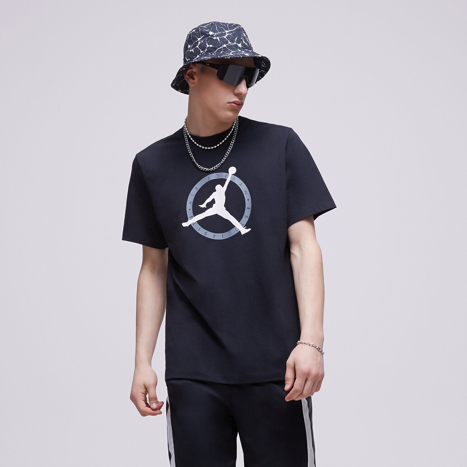 Koszulka, t-shirt sportowy męski JORDAN T-SHIRT M J FLT MVP SS CREW DV8436-010 CZARNY