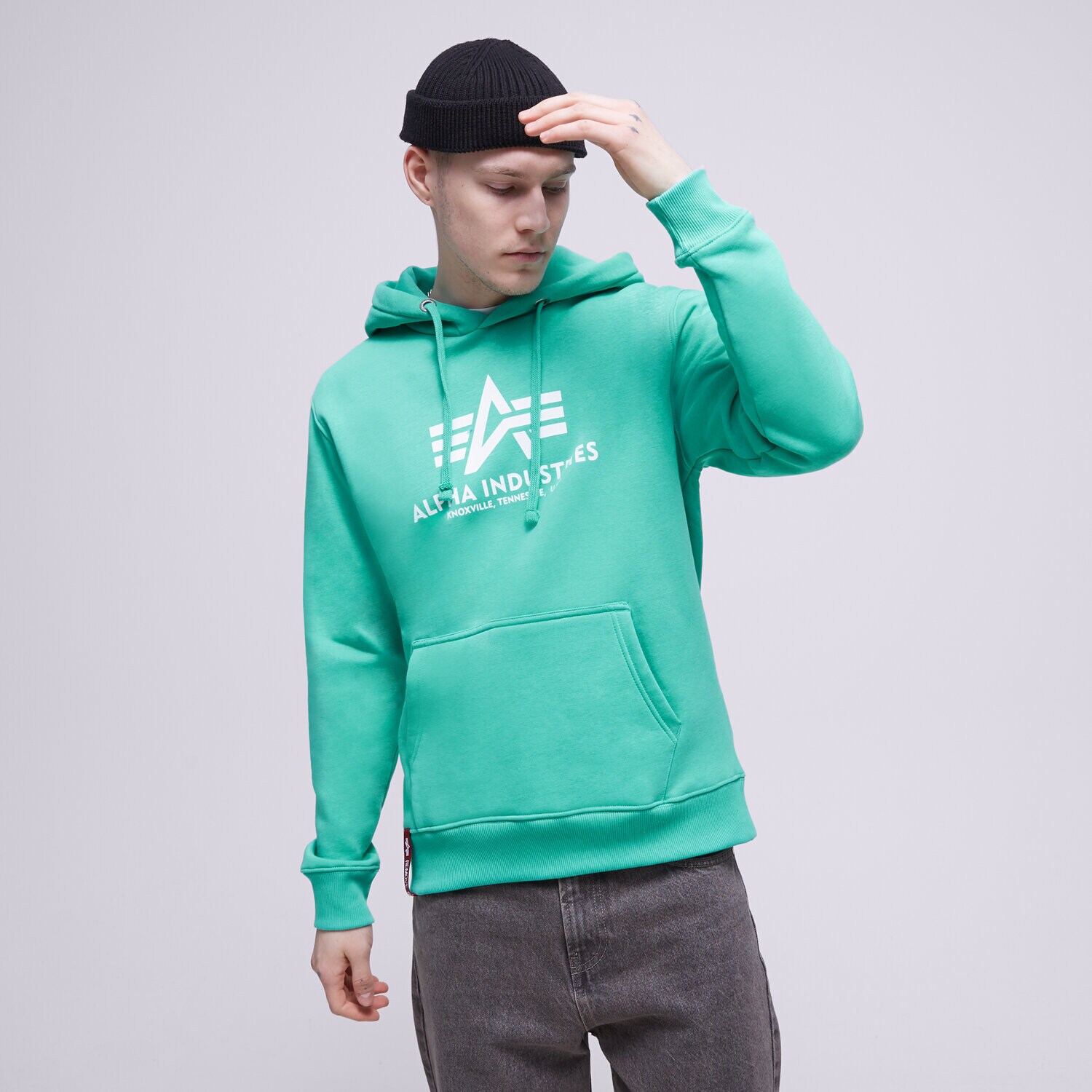 Bluza męska ALPHA INDUSTRIES BLUZA Z KAPTUREM BASIC 178312676 NIEBIESKI