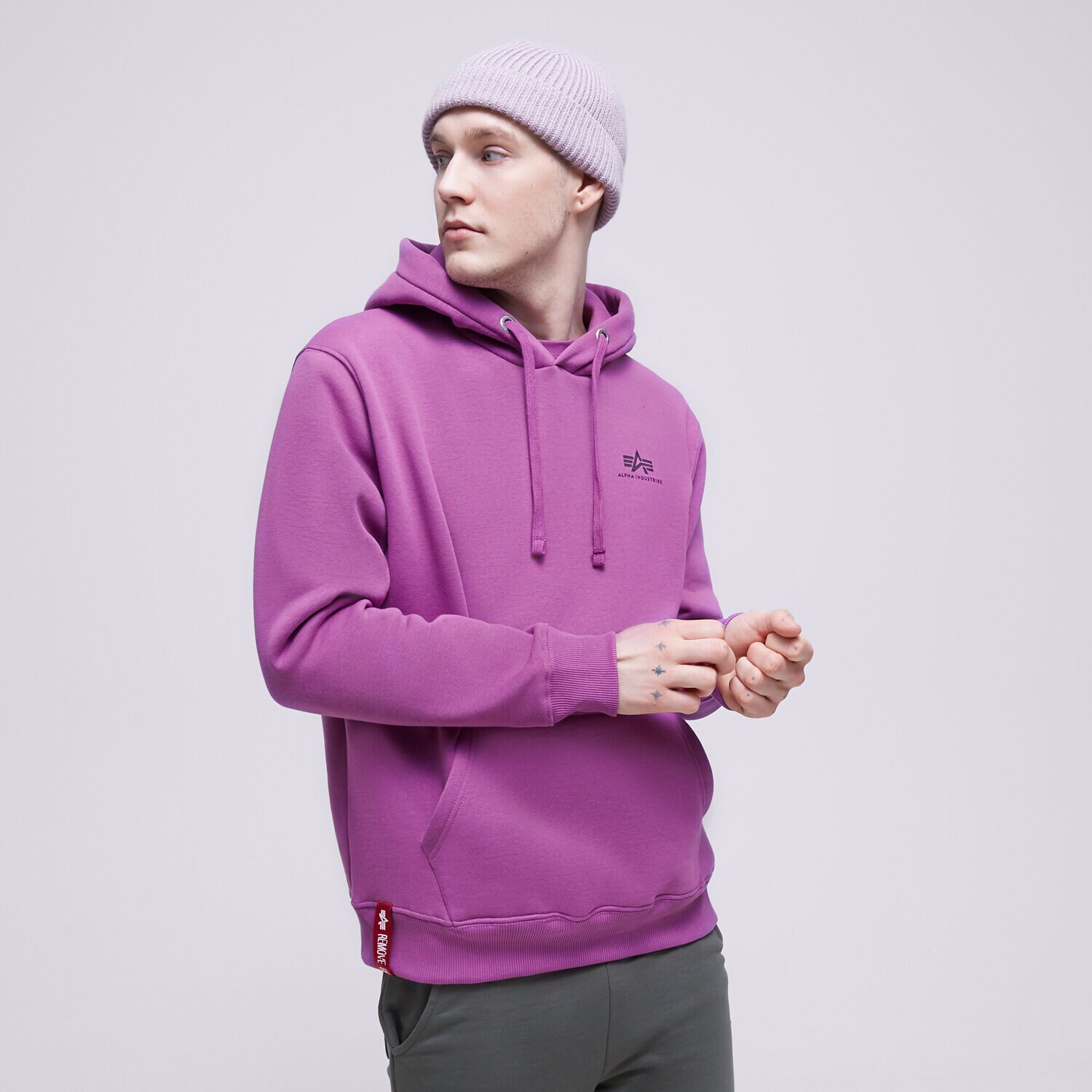Bluza męska ALPHA INDUSTRIES BLUZA Z KAPTUREM BASIC 196318677 FIOLETOWY