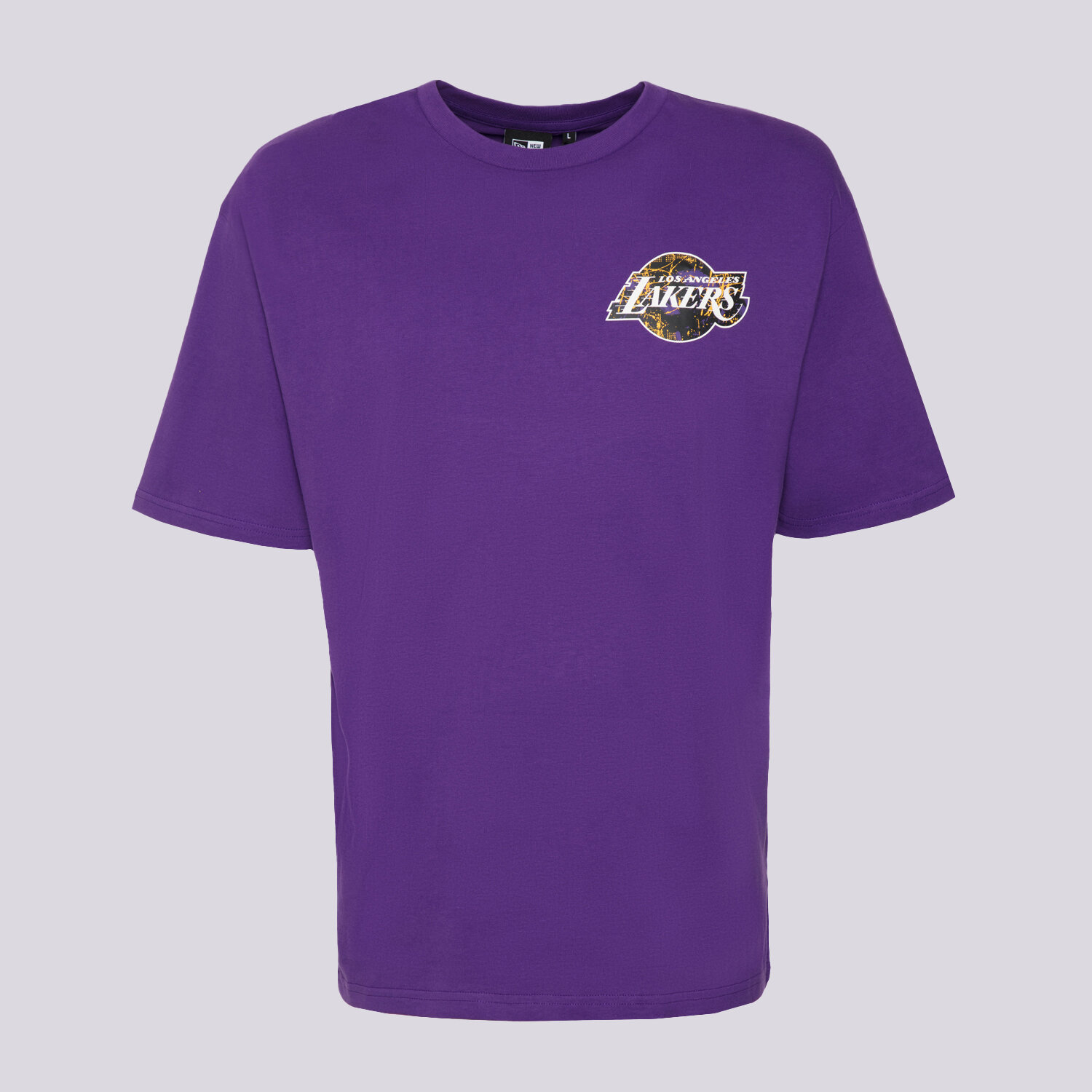 Koszulka, t-shirt sportowy męski NEW ERA T-SHIRT INFILL TEAM LOGO OS LAKERS LOS ANGELES LAKER 60332134 FIOLETOWY