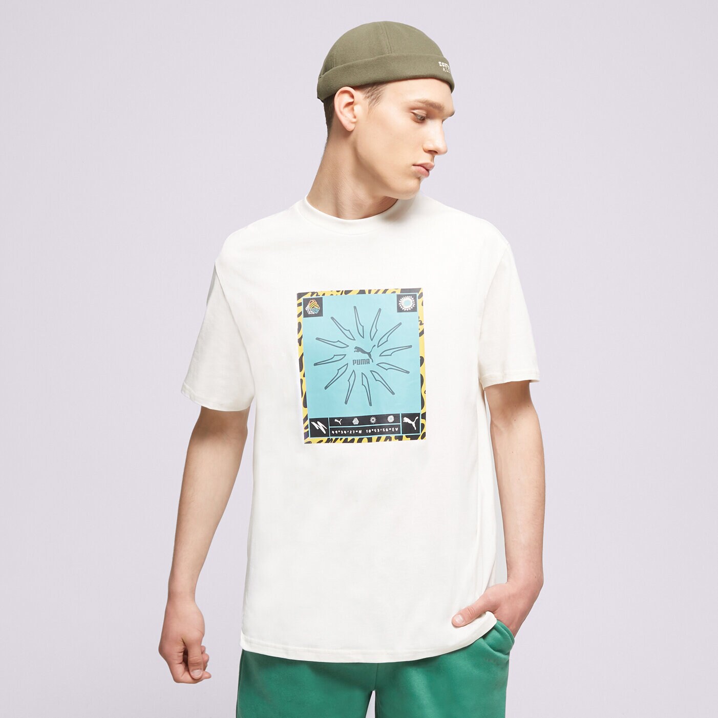 Koszulka, t-shirt sportowy męski PUMA T-SHIRT 533632-PRISTINE BIAŁY