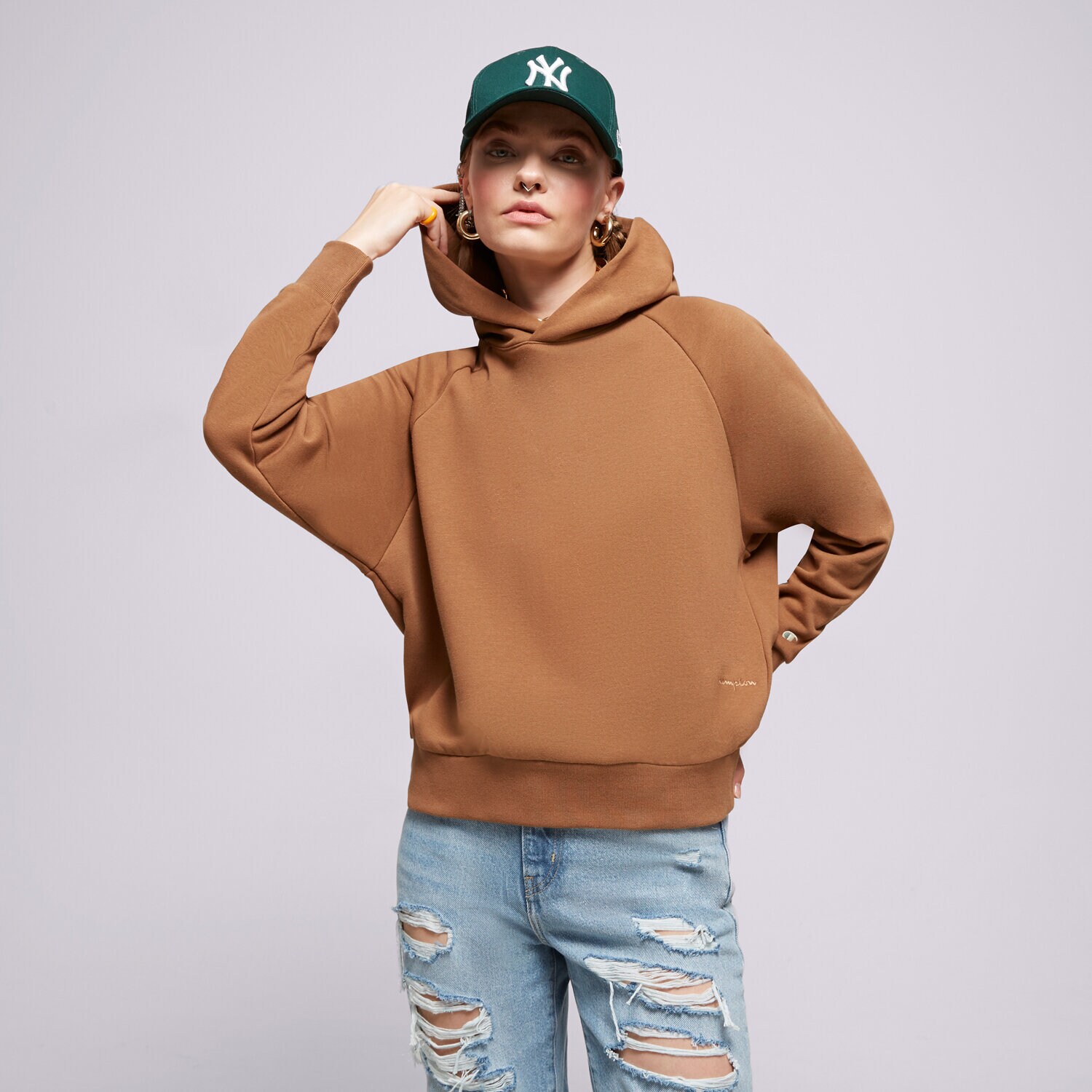Bluza damska CHAMPION BLUZA Z KAPTUREM HOODED SWEATSHIRT 116215MS519 BRĄZOWY