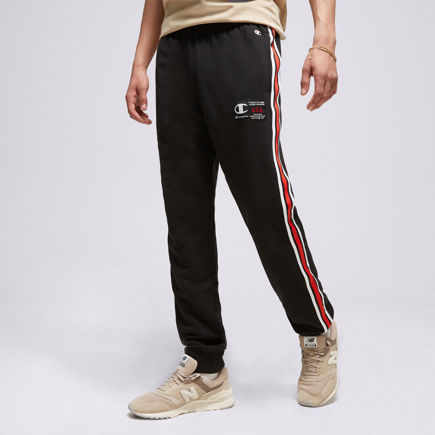 Spodnie sportowe męskie CHAMPION SPODNIE RIB CUFF PANTS 218767KK001 CZARNY