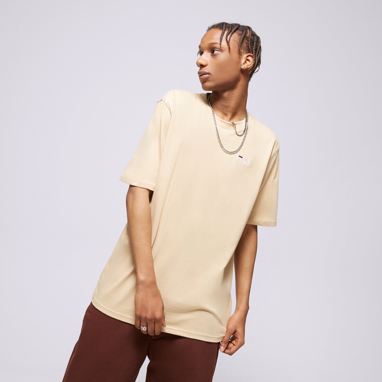 Koszulka, t-shirt sportowy męski FILA T-SHIRT DRINGO SS23SPM229626 BEŻOWY