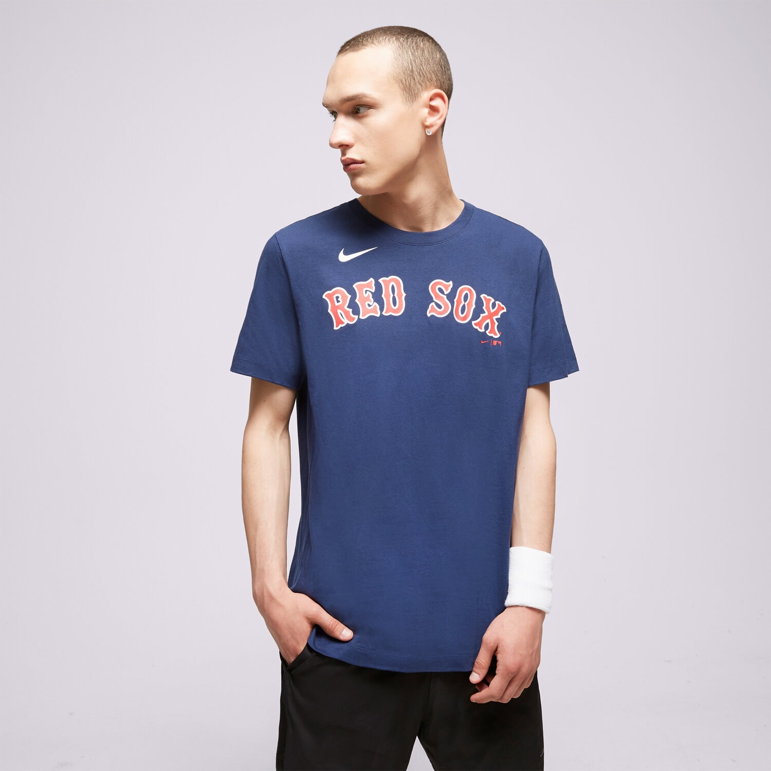 Koszulka, t-shirt sportowy męski NIKE T-SHIRT BOSTON RED SOX MLB N199-44B-BQ-M3X GRANATOWY