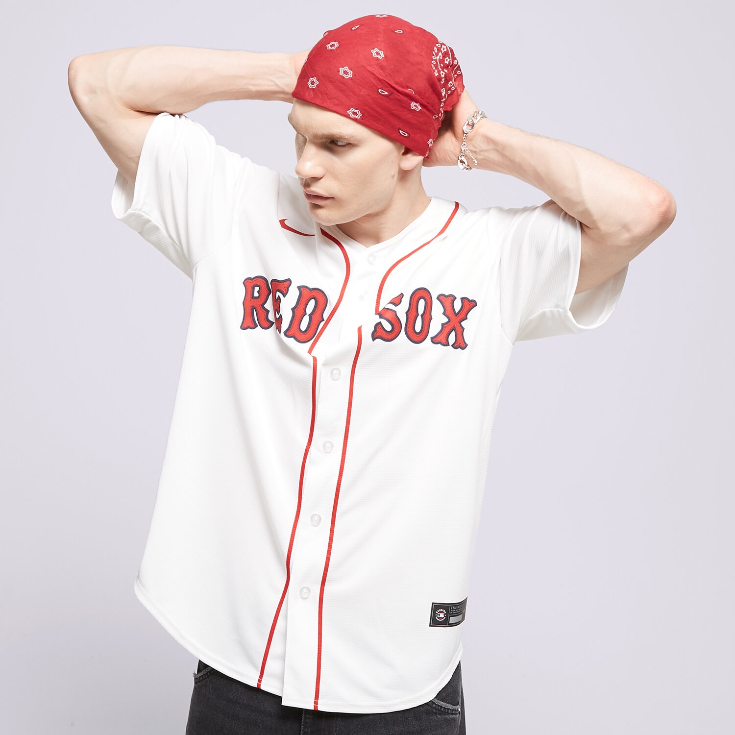 Koszule męskie sportowe NIKE KOSZULA REPLICA HOME BOSTON RED SOX MLB T770-BQWH-BQ-XVH BIAŁY