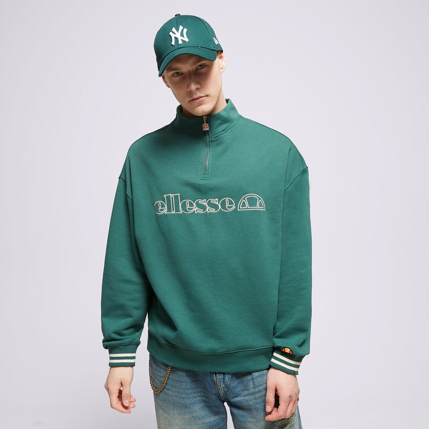 Bluza męska ELLESSE BLUZA ROZPINANA SIESTALLI DGREEN 1/2 ZIP TRACK TOP SHS18657502 ZIELONY