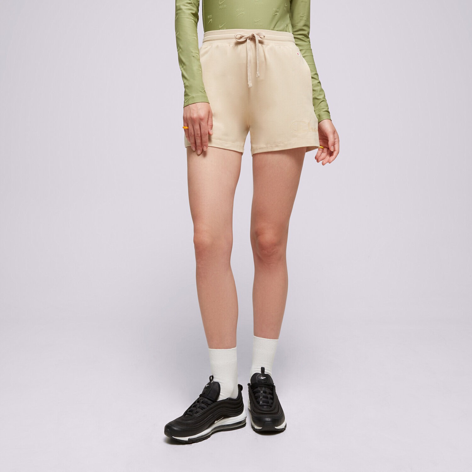 Krótkie spodenki, szorty damskie CHAMPION SZORTY SHORTS 114906MS073 BRĄZOWY