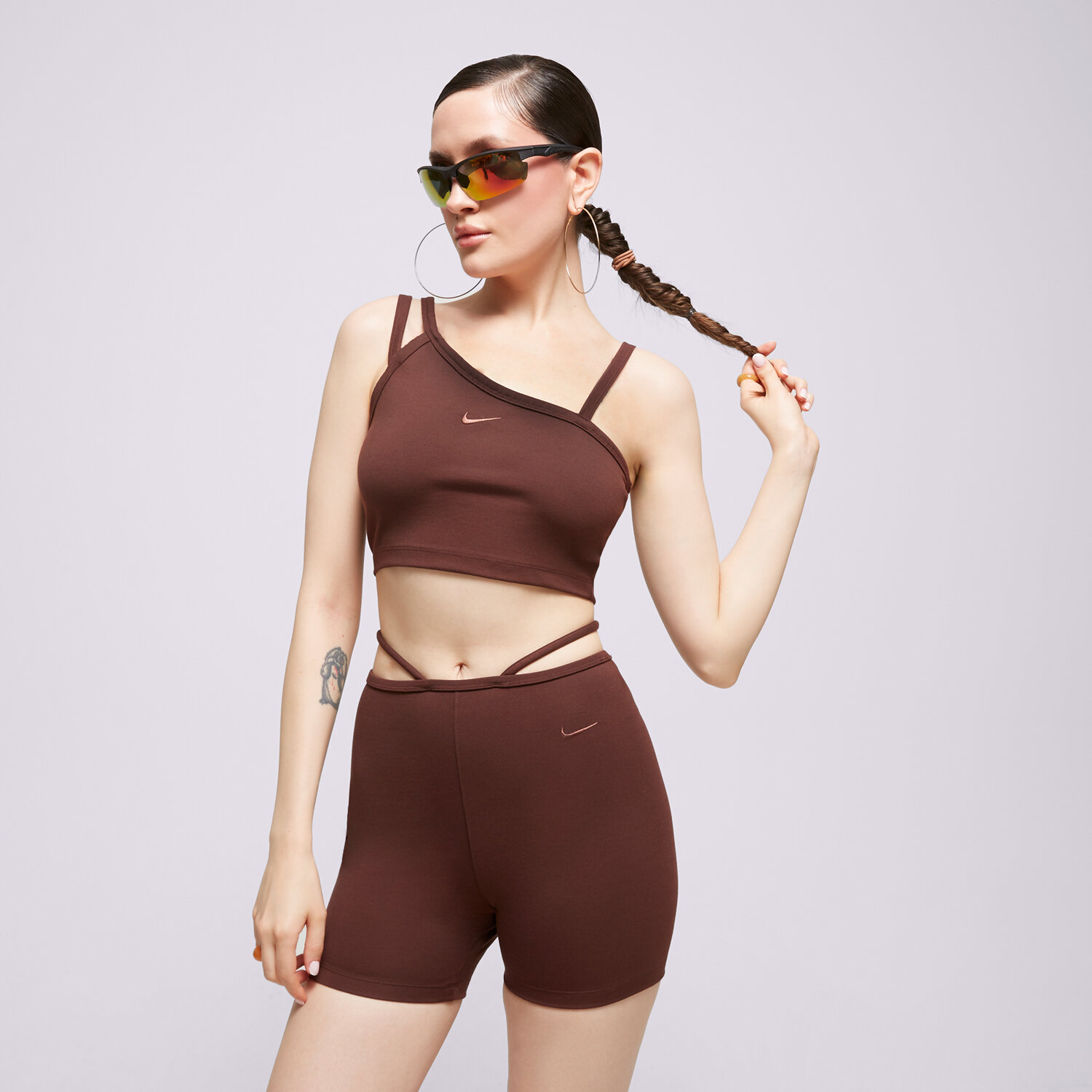 Koszulka, t-shirt damski NIKE TANK W NSW EVRDY MOD AYSM CROP TANK DV7926-227 BRĄZOWY