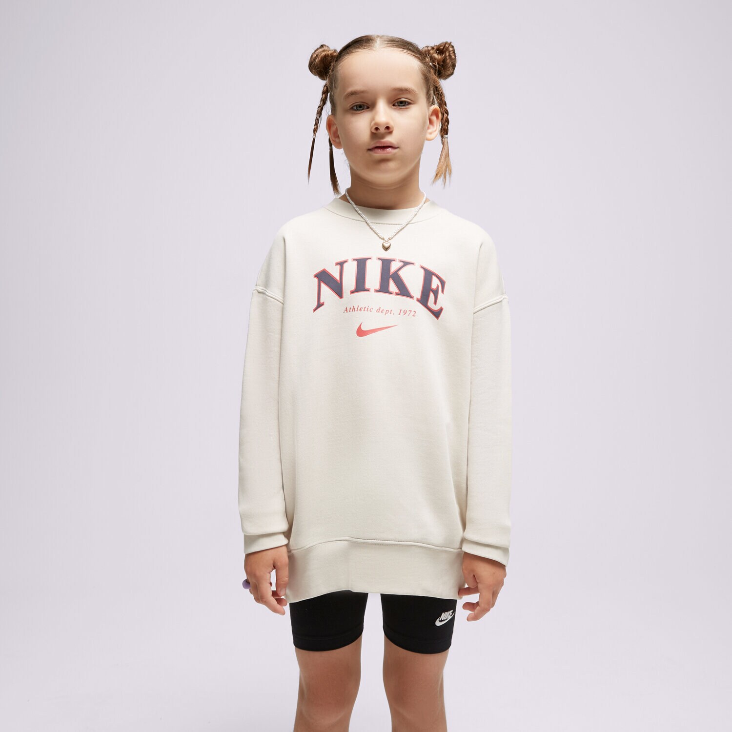 Sportowa bluza dziecięca NIKE BLUZA G NSW OOS TREND CREW PRNT FJ5286-104 SZARY