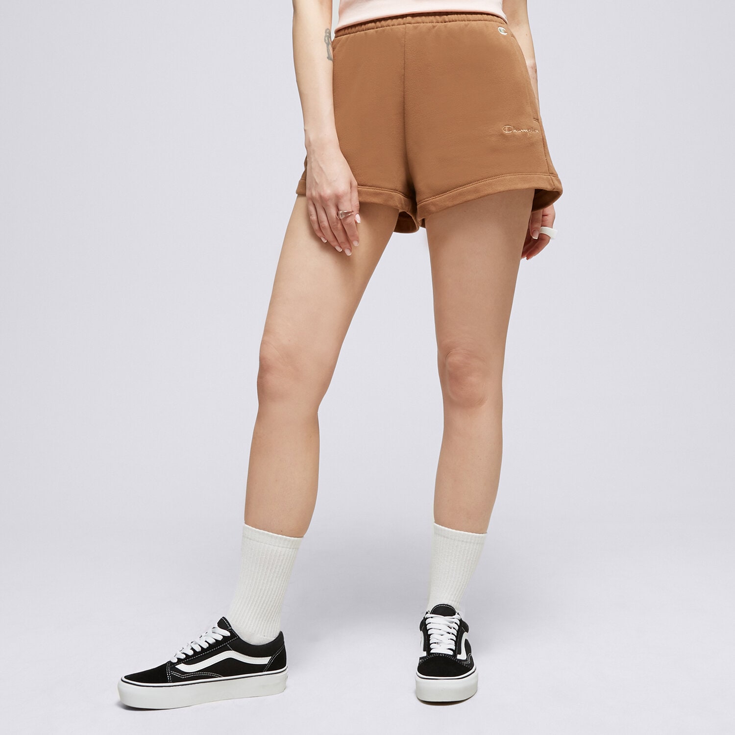 Krótkie spodenki, szorty damskie CHAMPION SZORTY SHORTS 116220MS519 BRĄZOWY