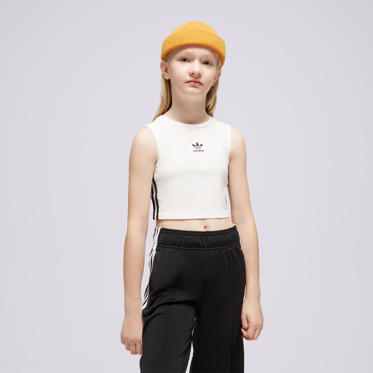 Koszulka, t-shirt dla dzieci ADIDAS T-SHIRT CROP TANK TOP GIRL IC3129 BIAŁY