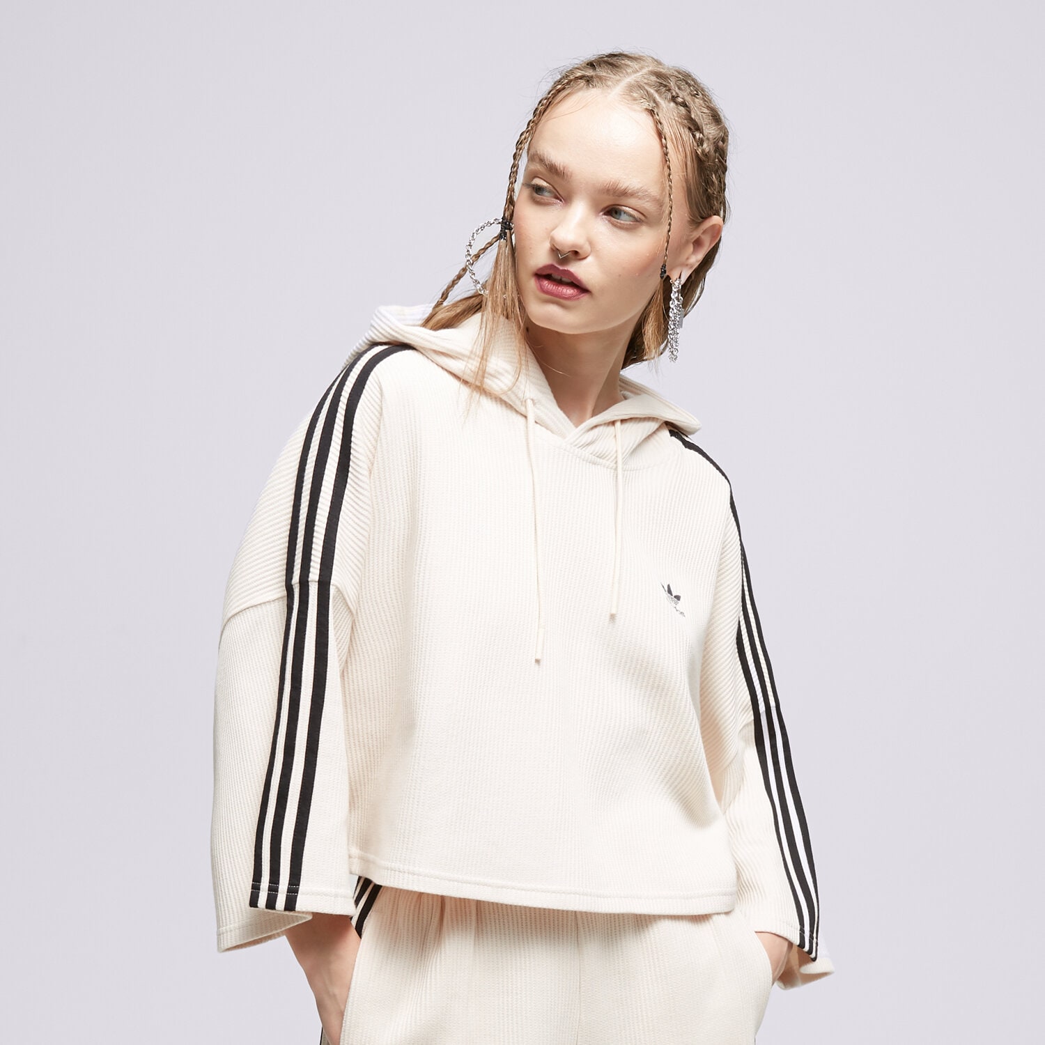Bluza damska ADIDAS BLUZA Z KAPTUREM CROPPED HOODIE IC5461 BIAŁY