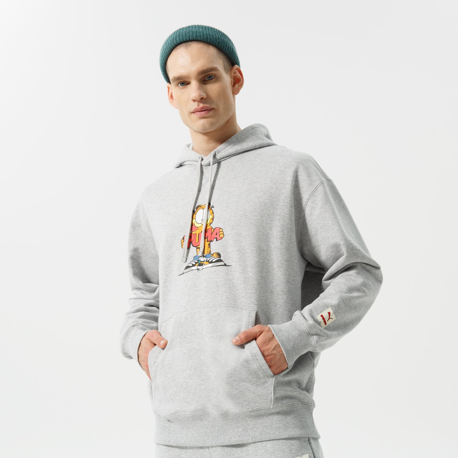 Bluza męska PUMA BLUZA Z KAPTUREM PUMA X GARFIELD HOODIE 534435 04 SZARY