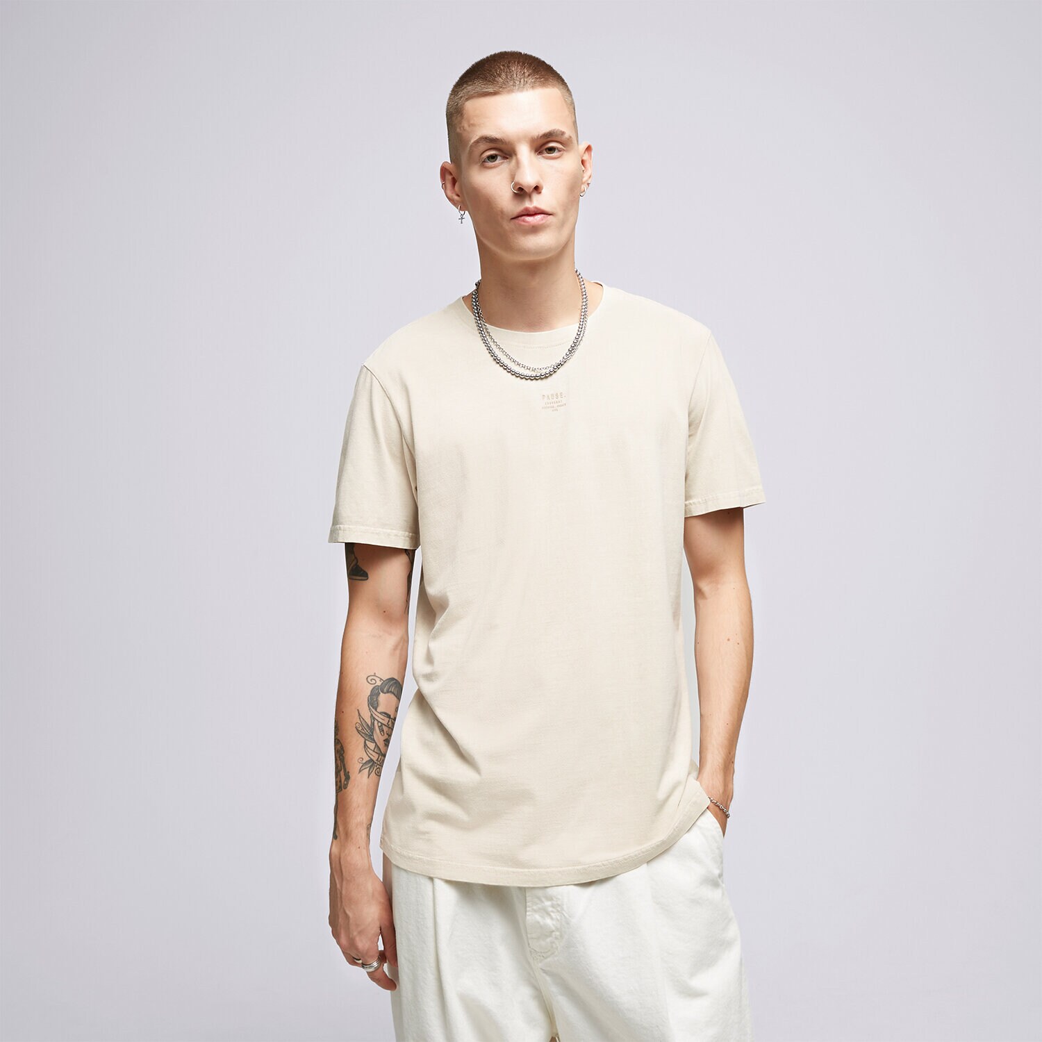 Koszulka, t-shirt sportowy męski CONFRONT T SHIRT ESSENTIAL T-SHIRT BEIGE CF323TSM41002 BEŻOWY