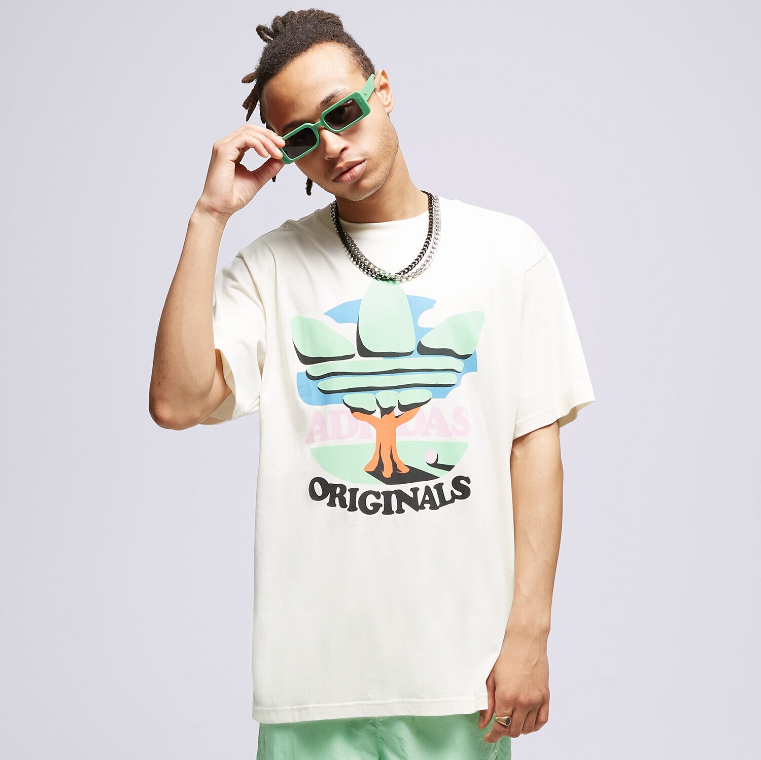 Koszulka, t-shirt sportowy męski ADIDAS T-SHIRT TREFOIL TREE TE HI2961 BIAŁY