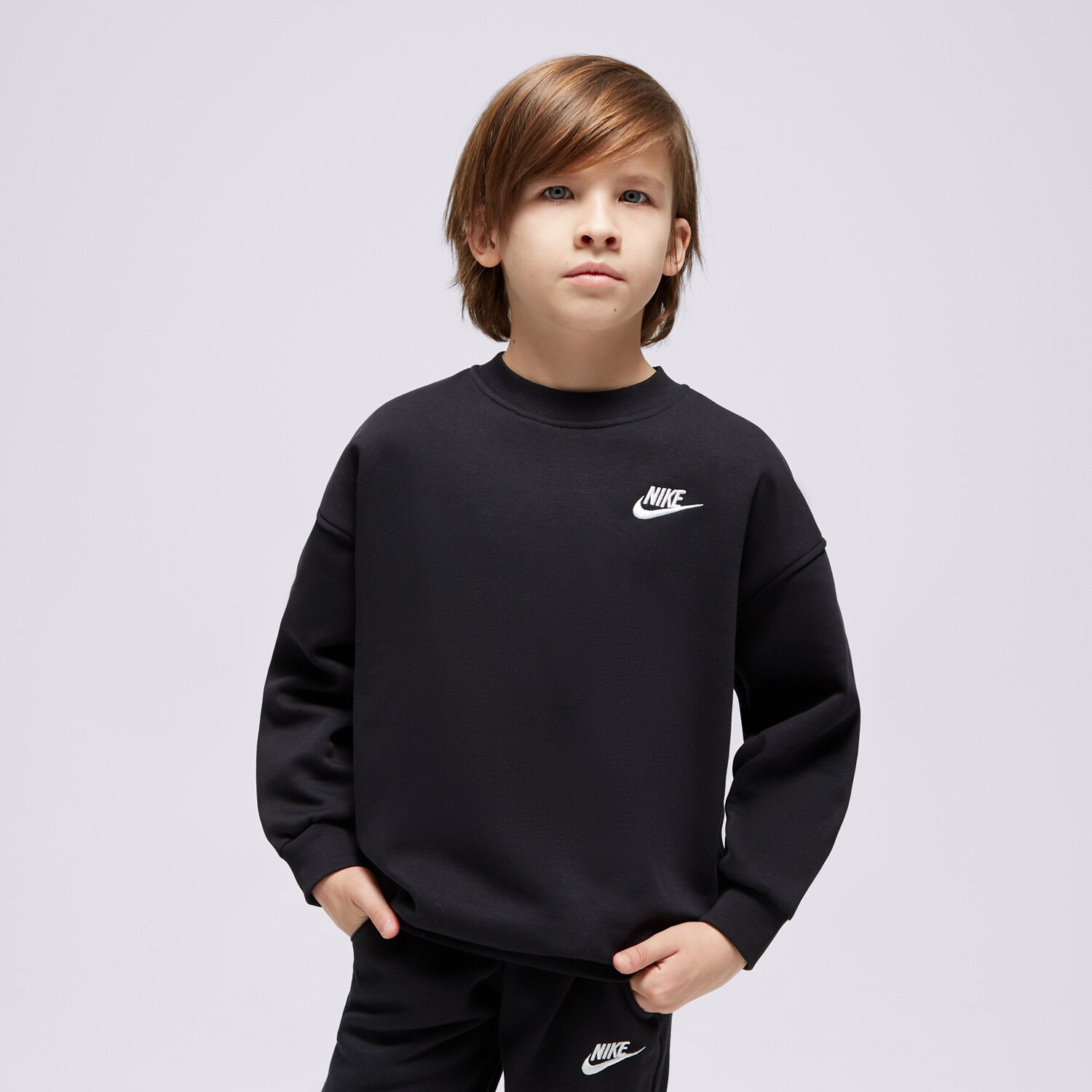 Sportowa bluza dziecięca NIKE BLUZA G NSW CLUB FLC OVRSZD CREW U FD2923-010 CZARNY