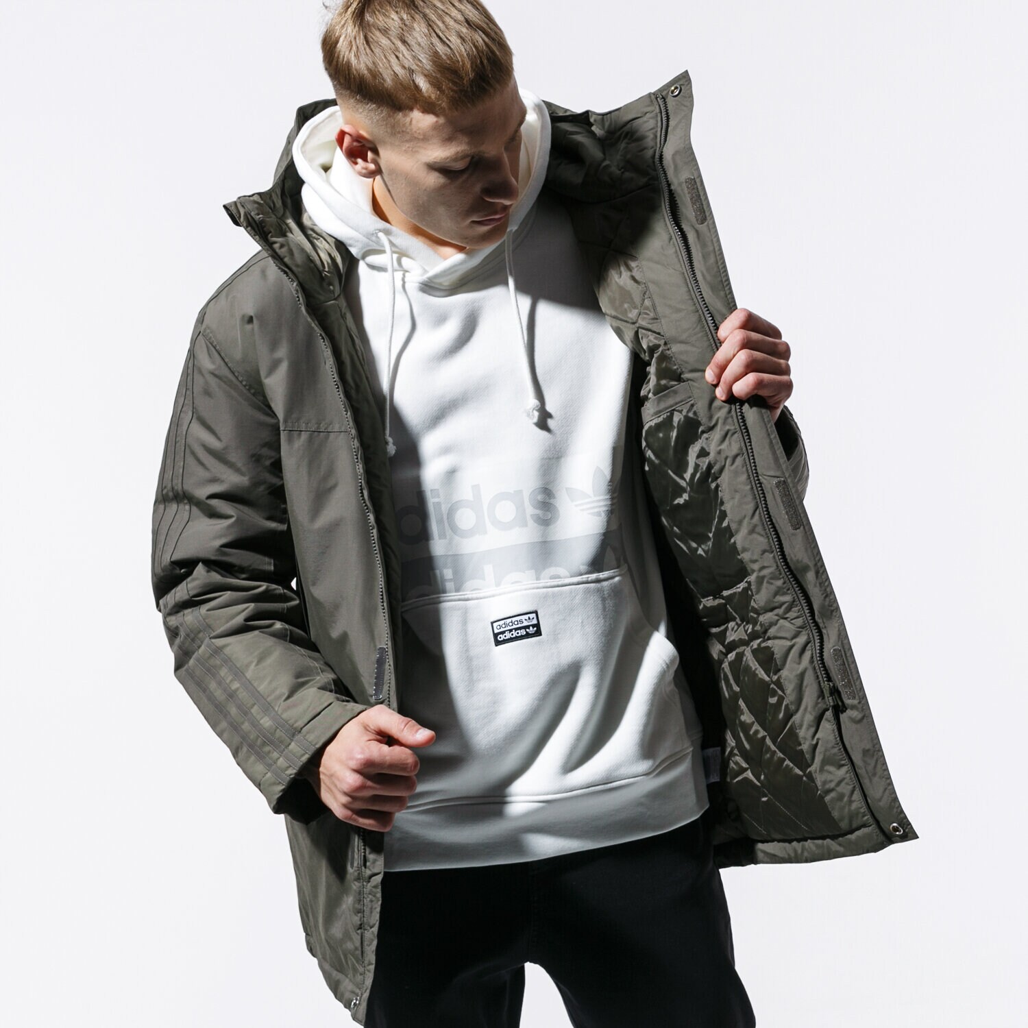 ADIDAS KURTKA FUR PARKA PADDE ED5835 KHAKI Męskie Kurtki zimowe