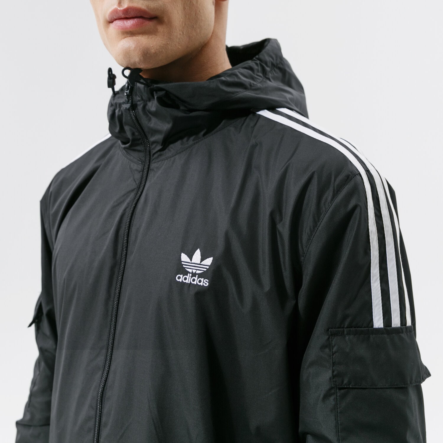 ADIDAS KURTKA PRZEJŚCIOWA 3 STRIPES WINDBREAKER H06683 CZARNY
