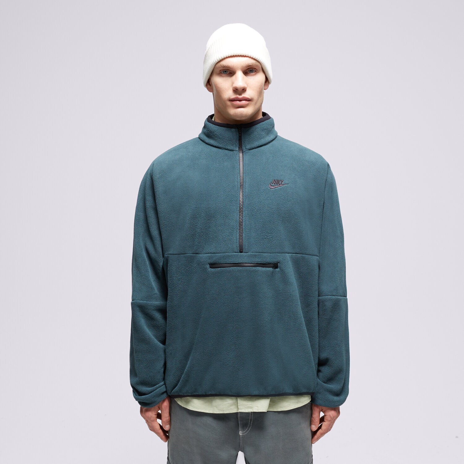 NIKE BLUZA M NK CLUB+ PLR LS HZ TOP DX0525-328 ZIELONY | Męskie