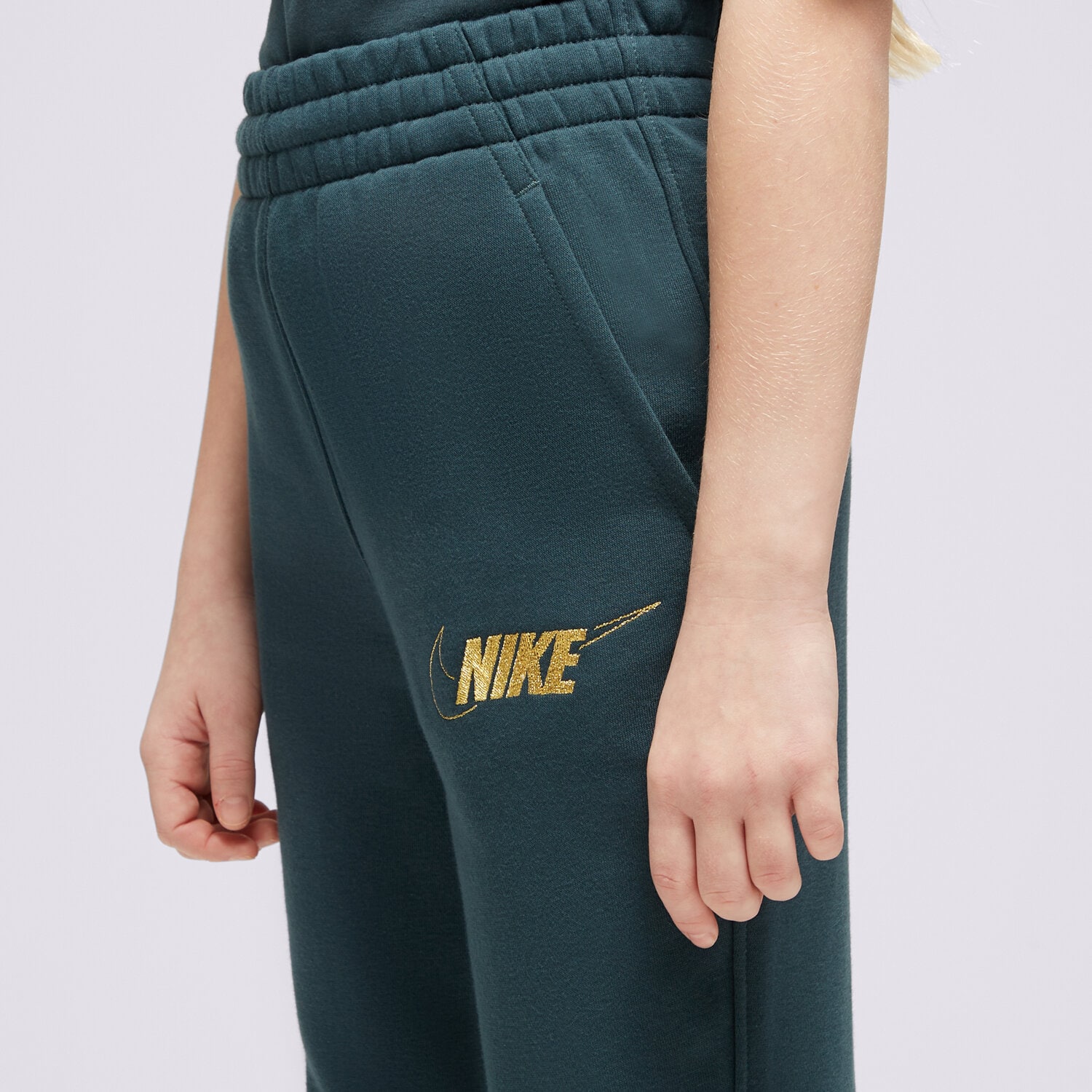 NIKE SPODNIE G NSW CLUB FLC HR PNT SHNE GIRL FJ6162-328 ZIELONY